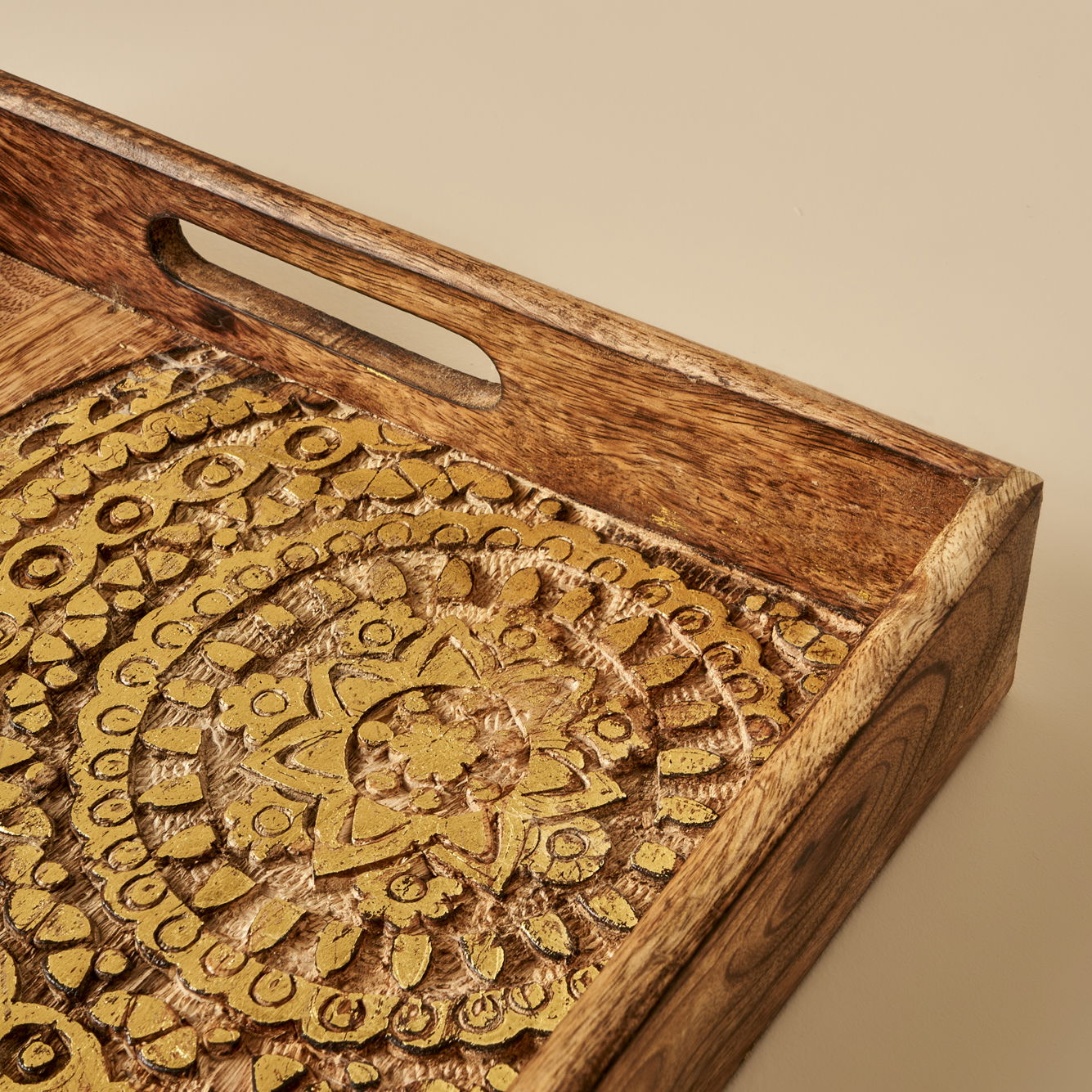 Cera Carved Mango Wood Decorative Tray