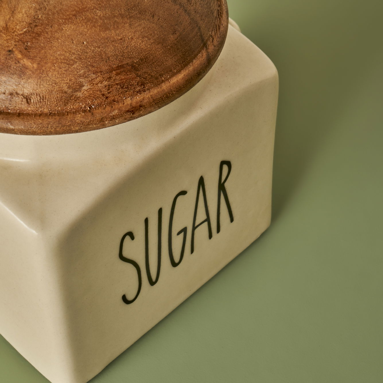 Brev Ceramic Storage Jar with Wooden Lid
