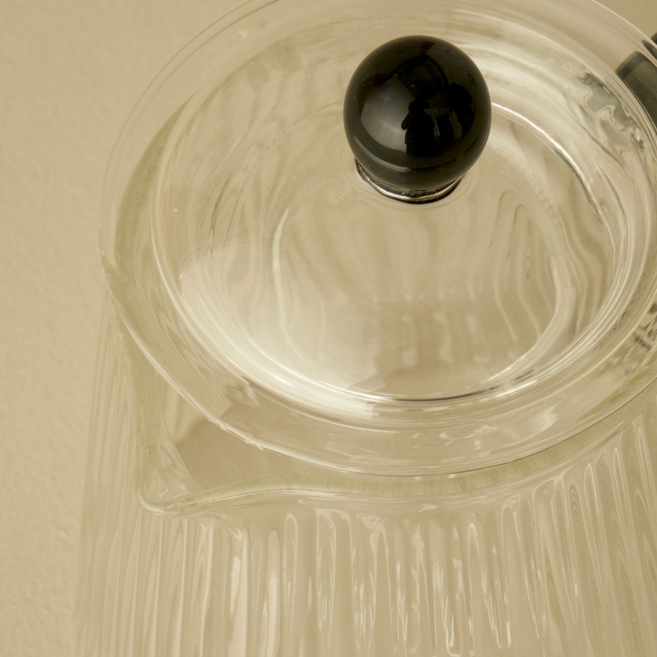 Blaze Ribbed Clear Glass Teapot