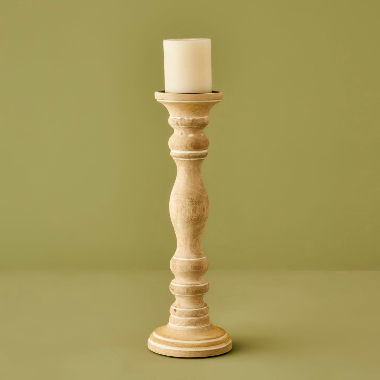 Carli Mango Wood Pillar Candle Holder