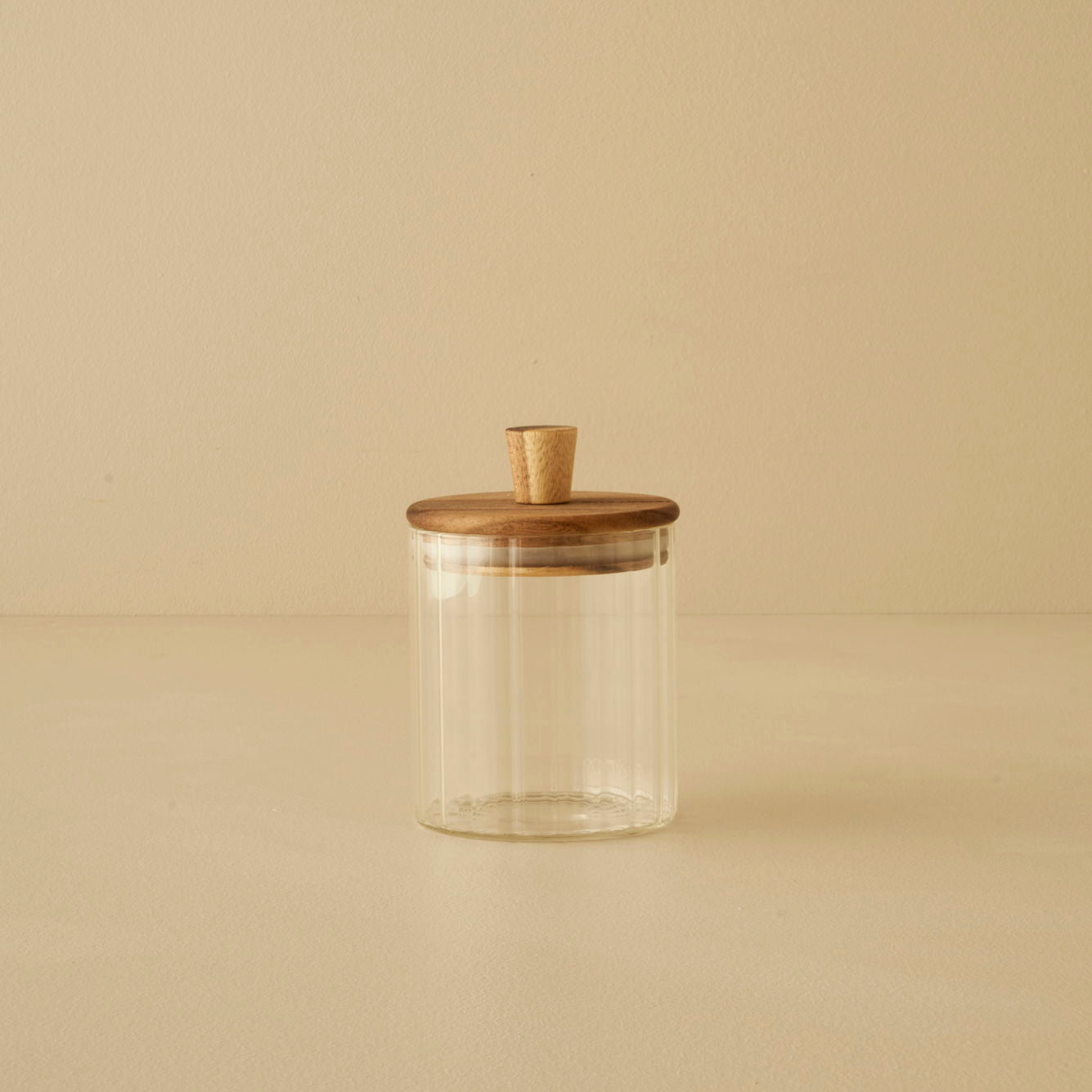 Beatrice Glass Storage Jar with Wooden Lid