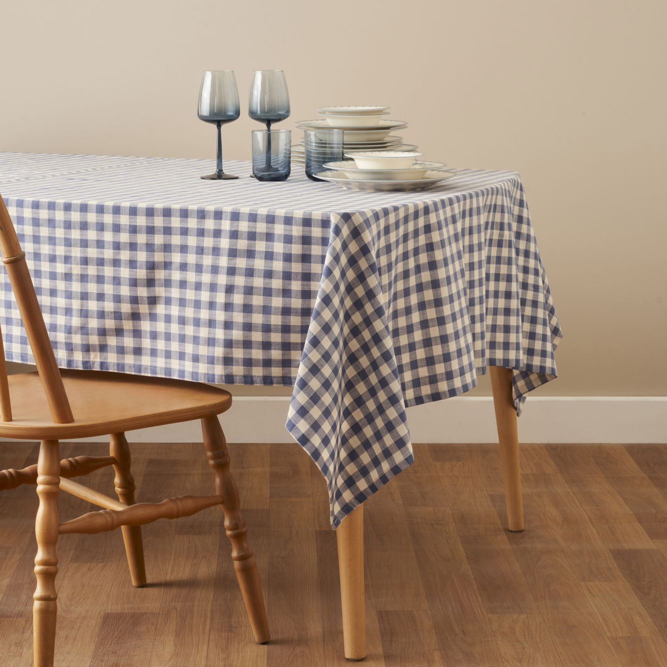Bleu Blanc Gingham Cotton Tablecloth