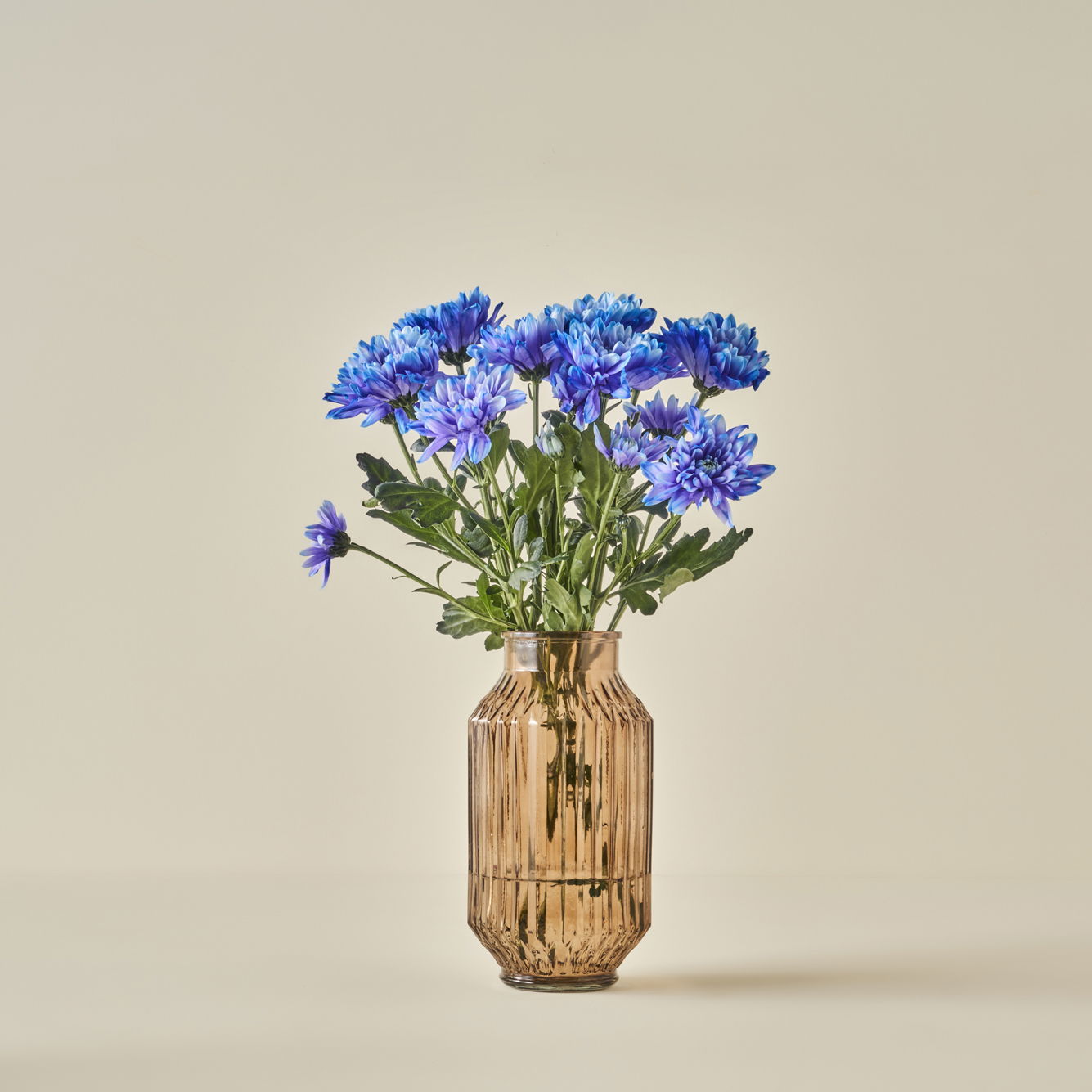 Nilda Amber Ribbed Glass Vase