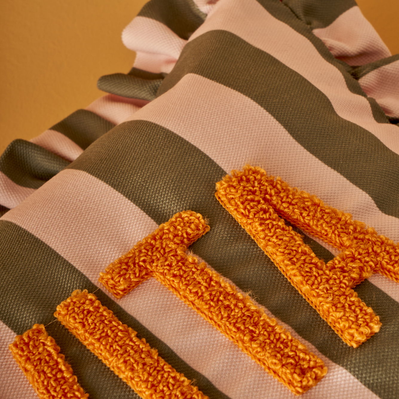 Line Punch Embroidered Cushion Cover