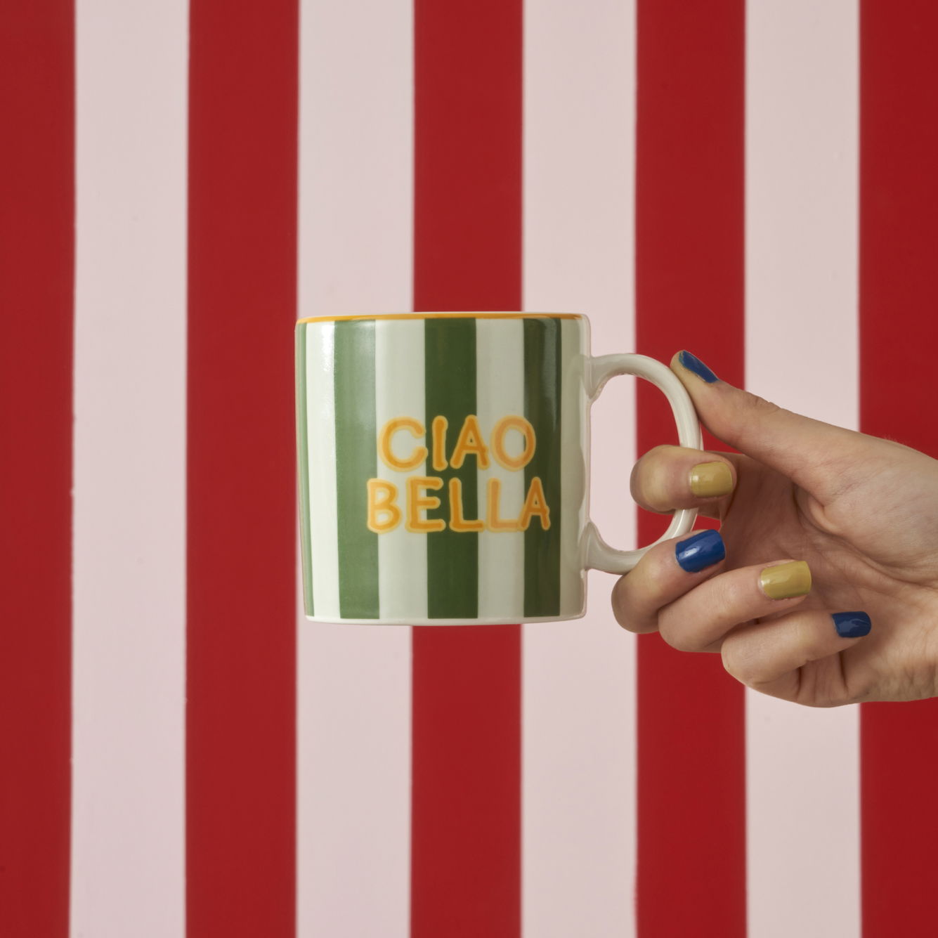 Line Striped Porcelain Mug
