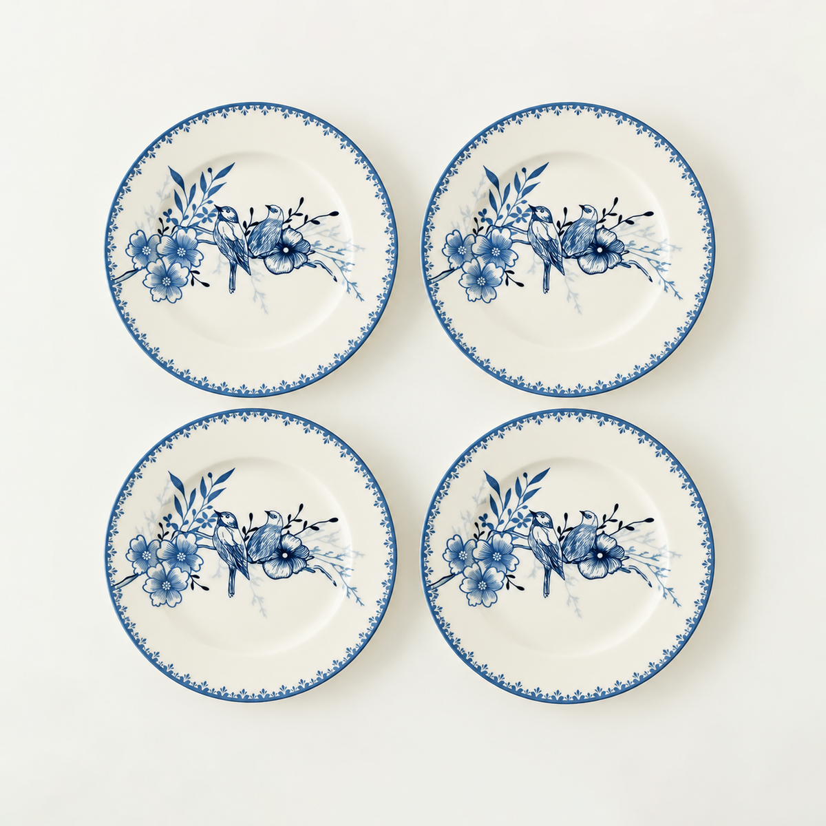 Bleu Blanc Porcelain Dessert Plates (Set of 4)