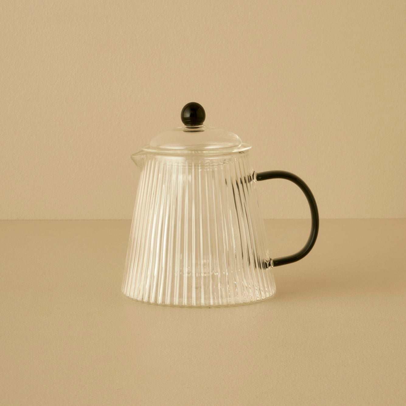 Blaze Ribbed Clear Glass Teapot