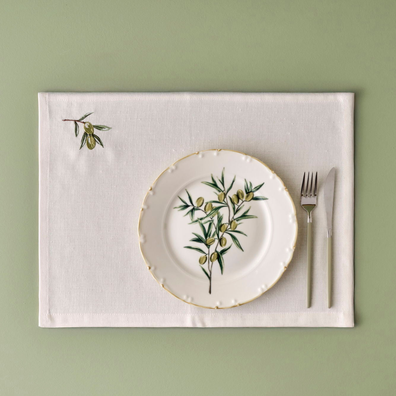 Olive Embroidered Placemat