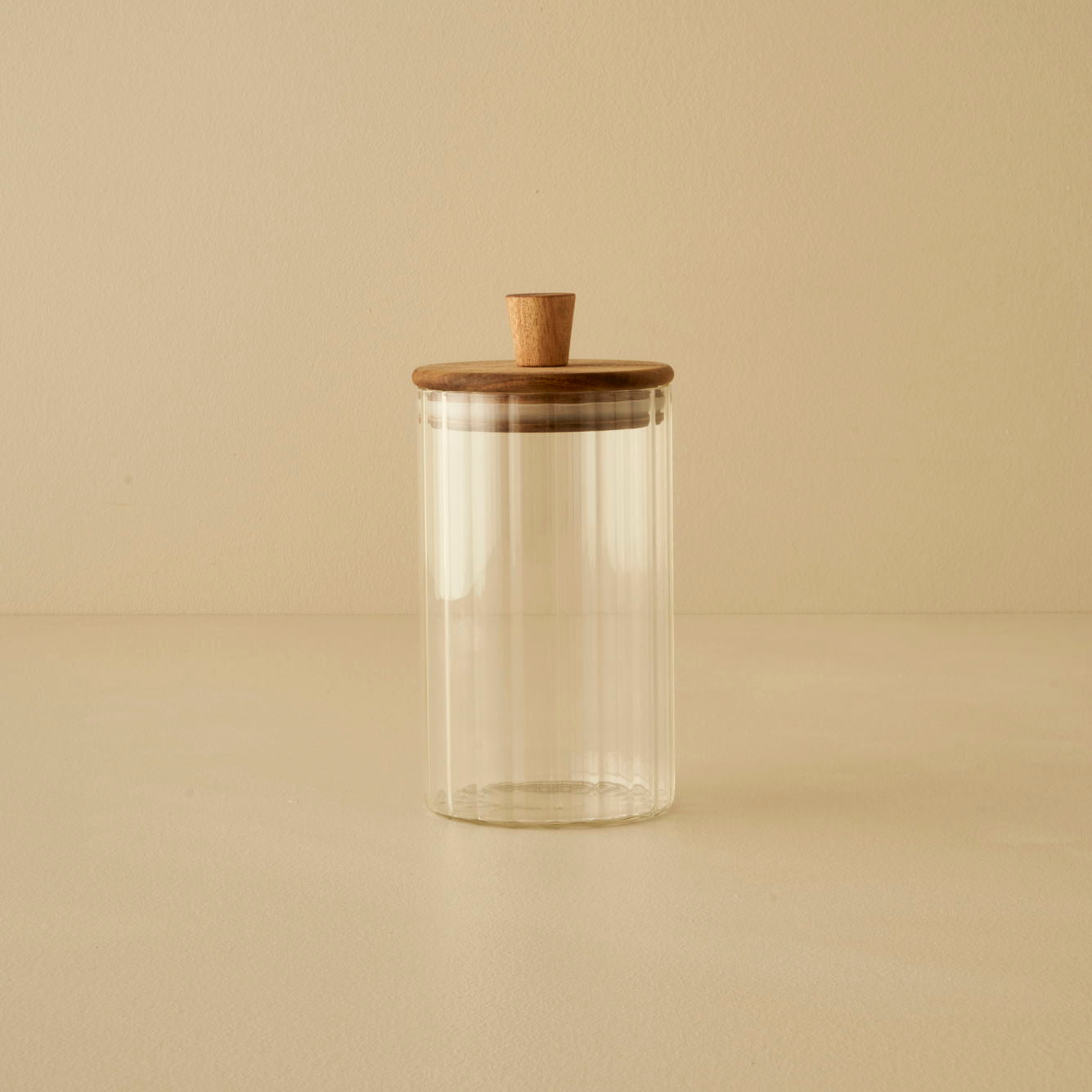 Beatrice Glass Storage Jar with Wooden Lid