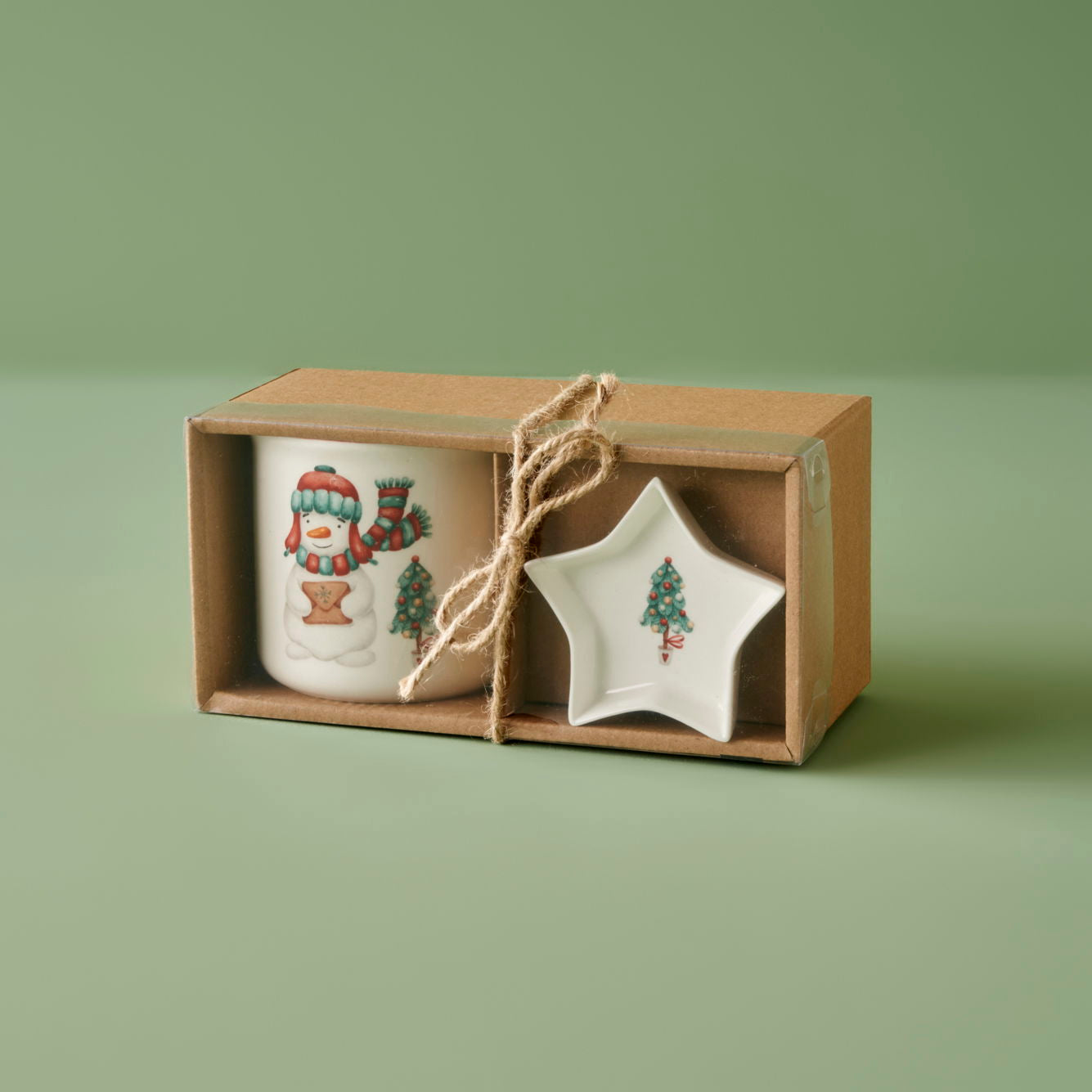 Frosty Porcelain Mug and Snack Set (Set of 2)