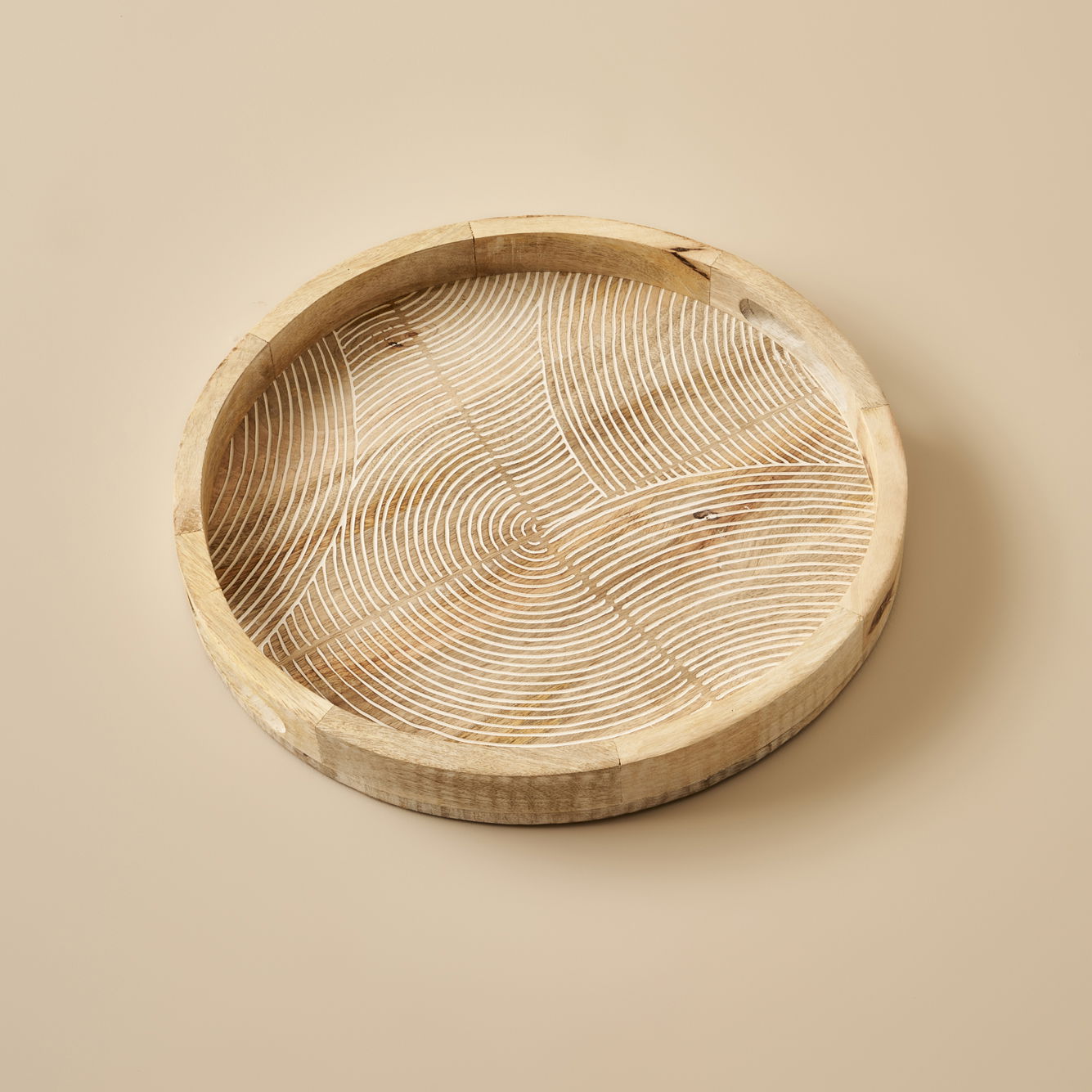Luna Mango Wood Round Decorative Tray
