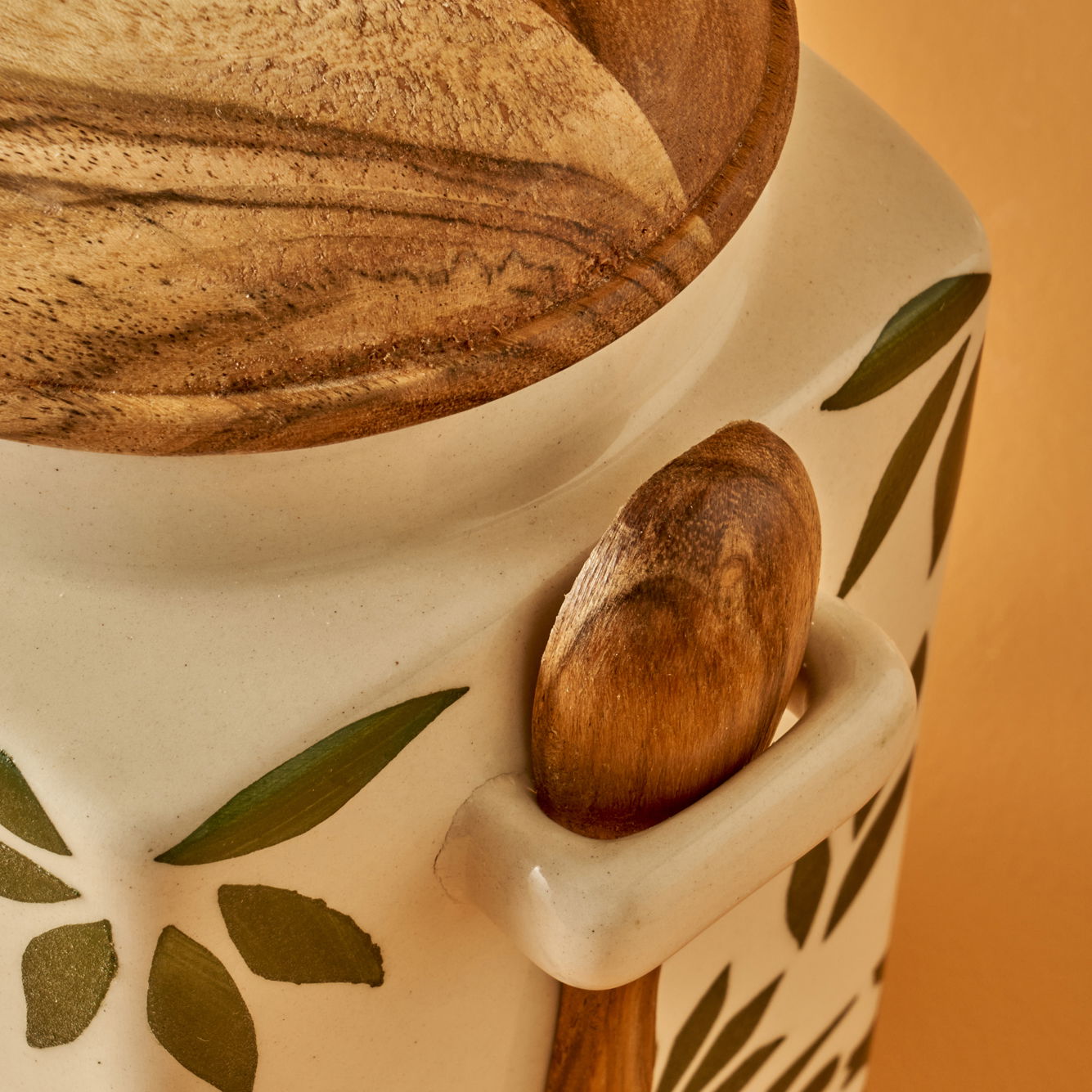 Molly Ceramic Storage Jar with Wooden Lid
