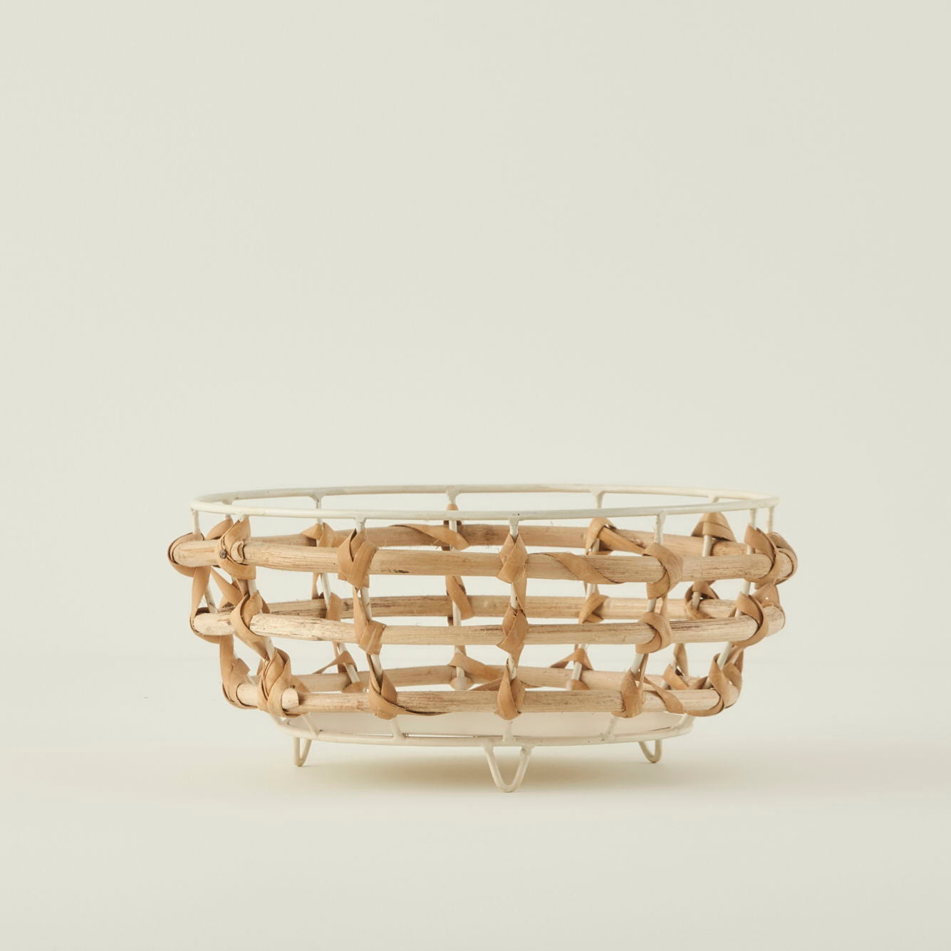 Dawn Round Woven Rattan Basket with Metal Frame