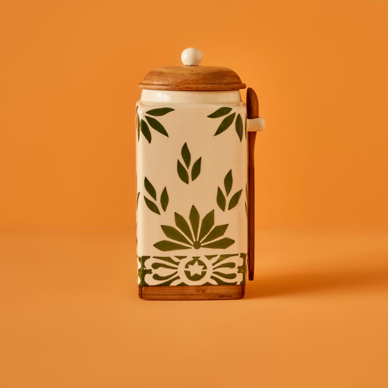 Molly Ceramic Storage Jar with Wooden Lid