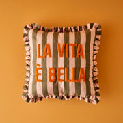 Line Punch Embroidered Cushion Cover