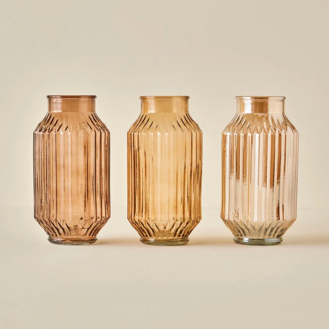 Nilda Amber Ribbed Glass Vase