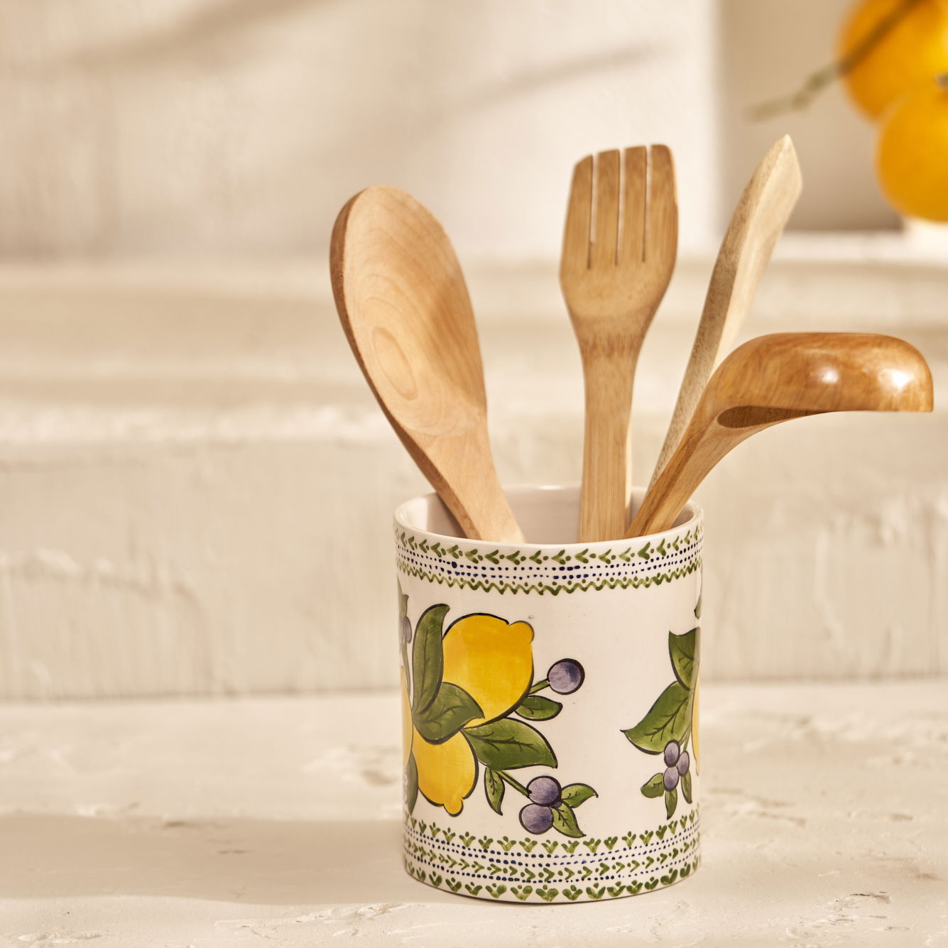 Lemoncello Ceramic Utensil Holder