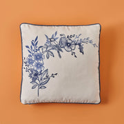 Bleu Blanc Embroidered Decorative Pillow Cover