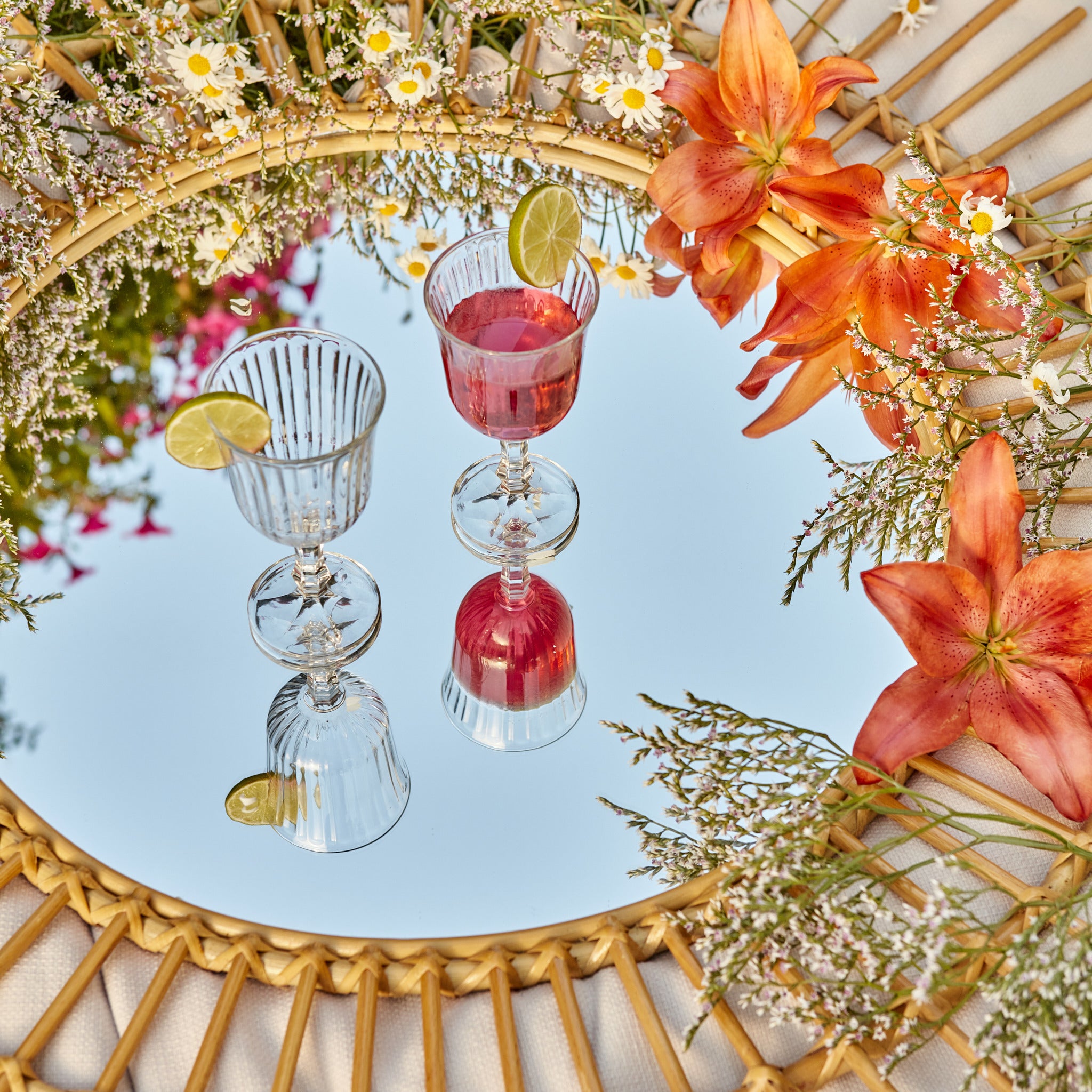 Line Ribbed Glass Goblet