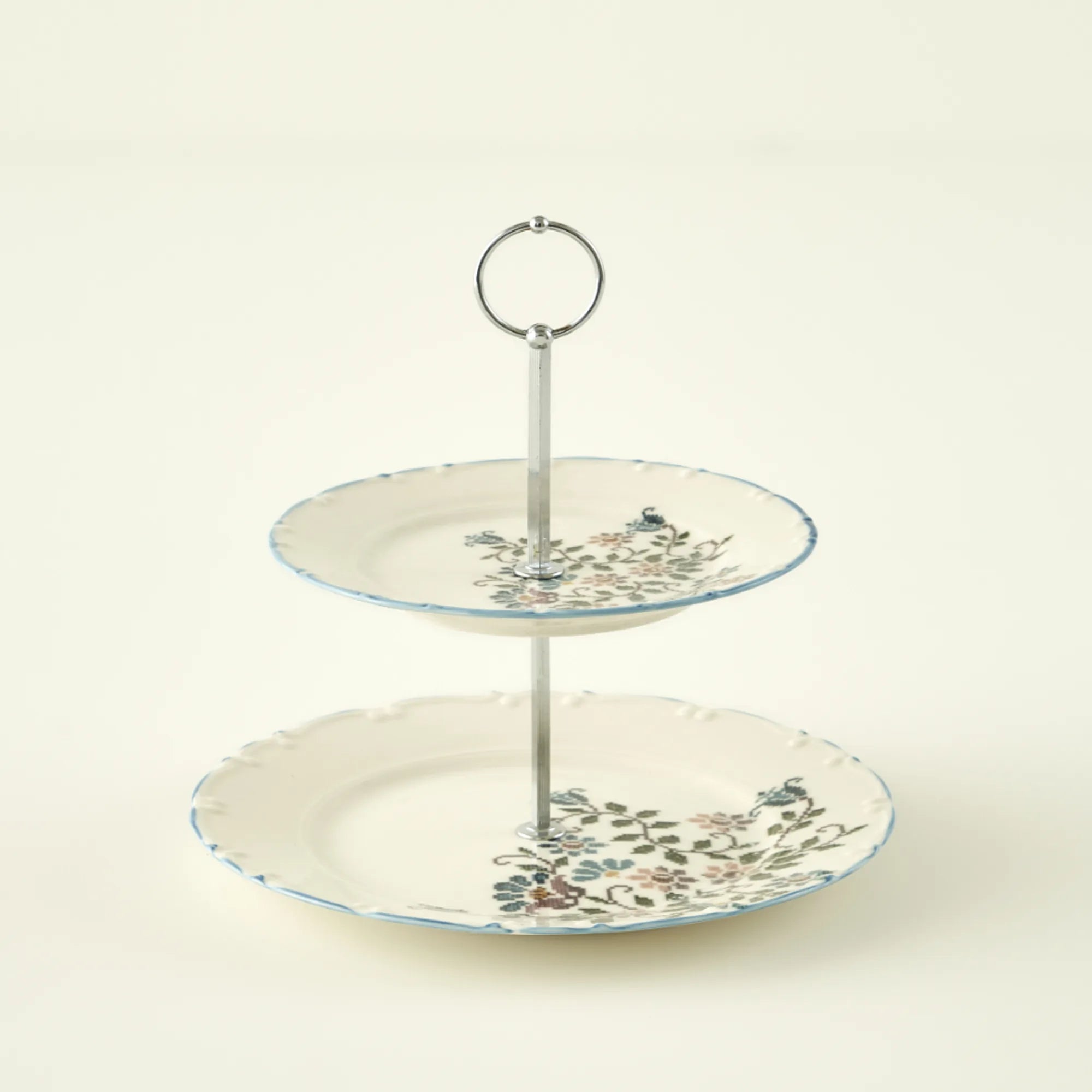 Vintage Porcelain 2-Tier Serving Stand