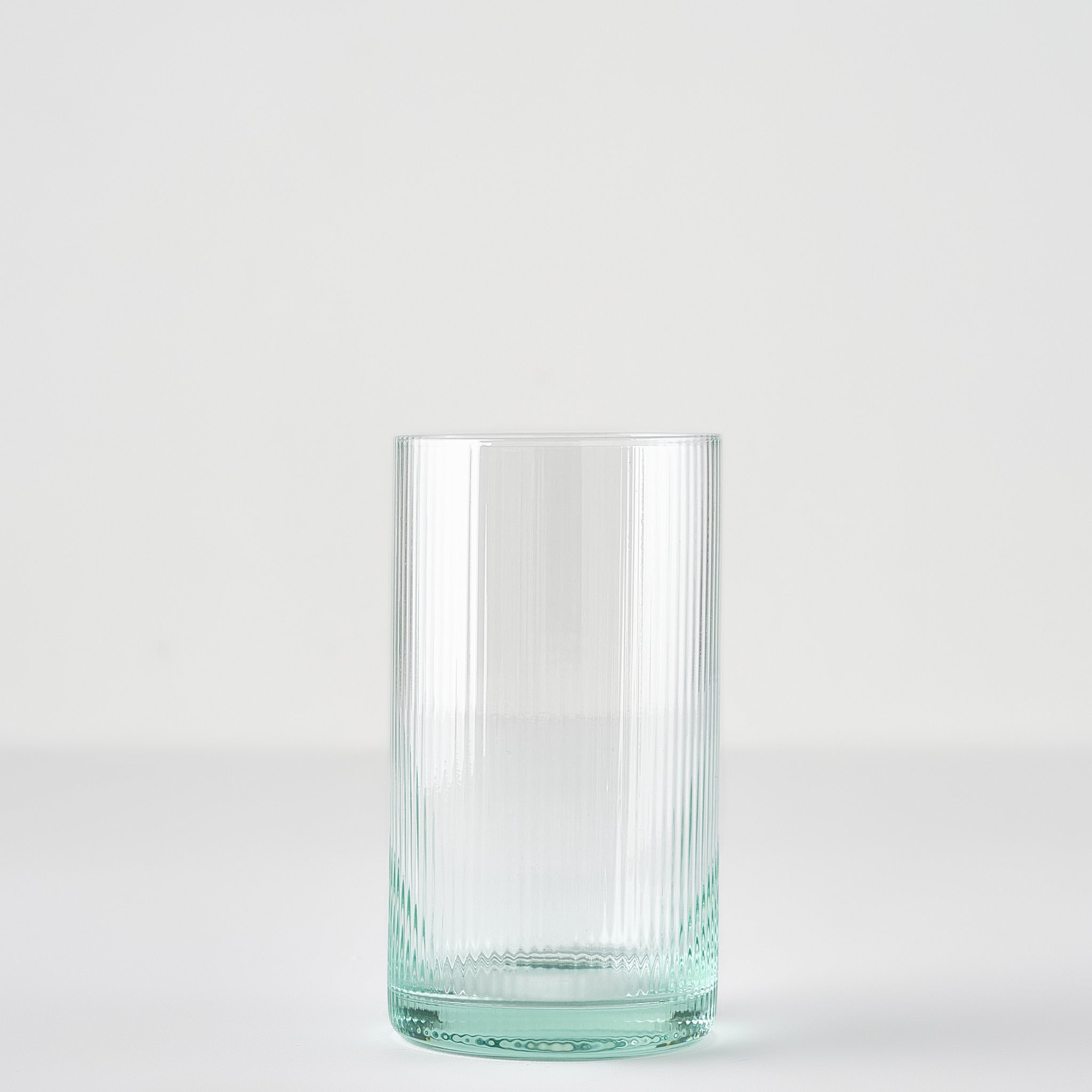 Stripe Ribbed Green Highball Glass