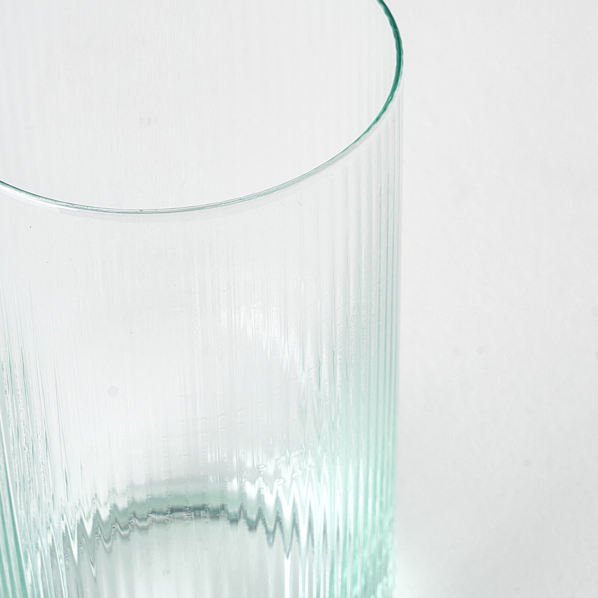 Stripe Ribbed Green Highball Glass