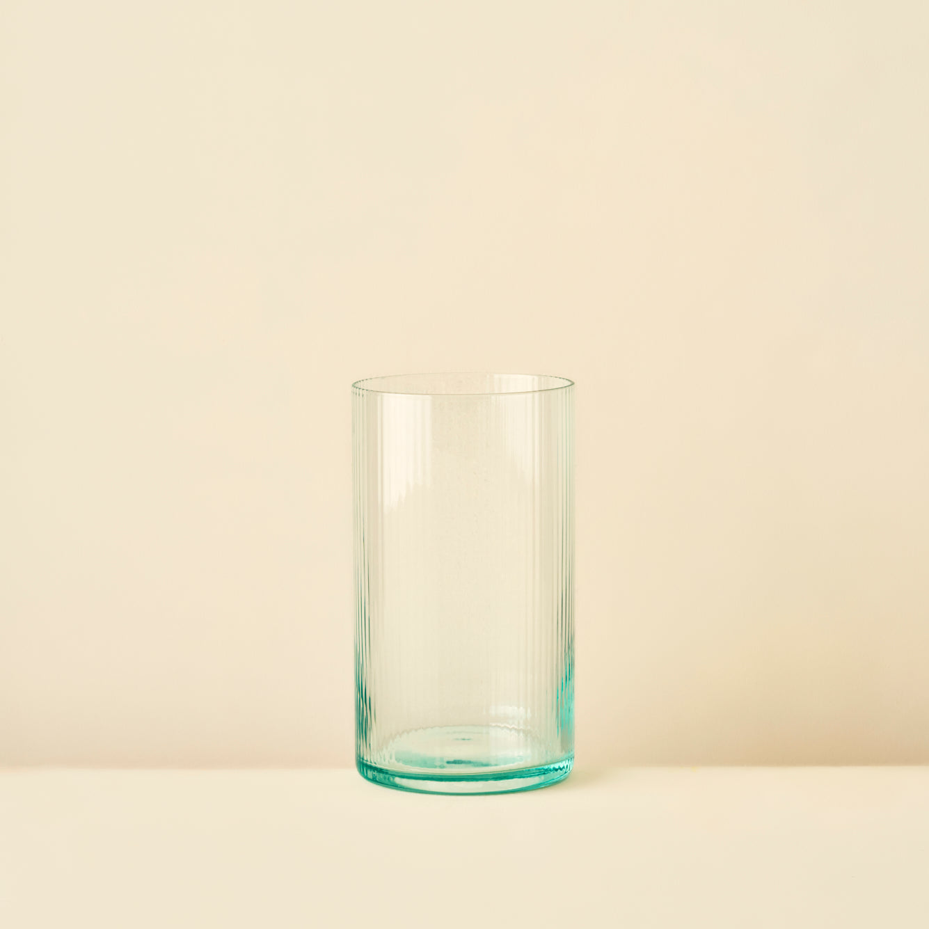 Stripe Ribbed Green Highball Glass