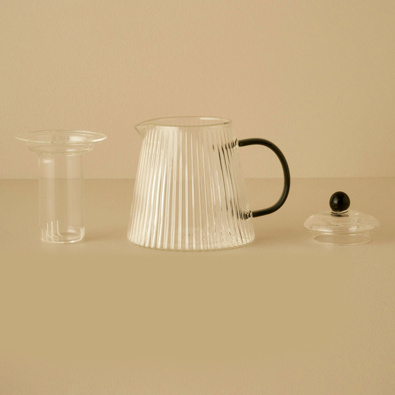Blaze Ribbed Clear Glass Teapot