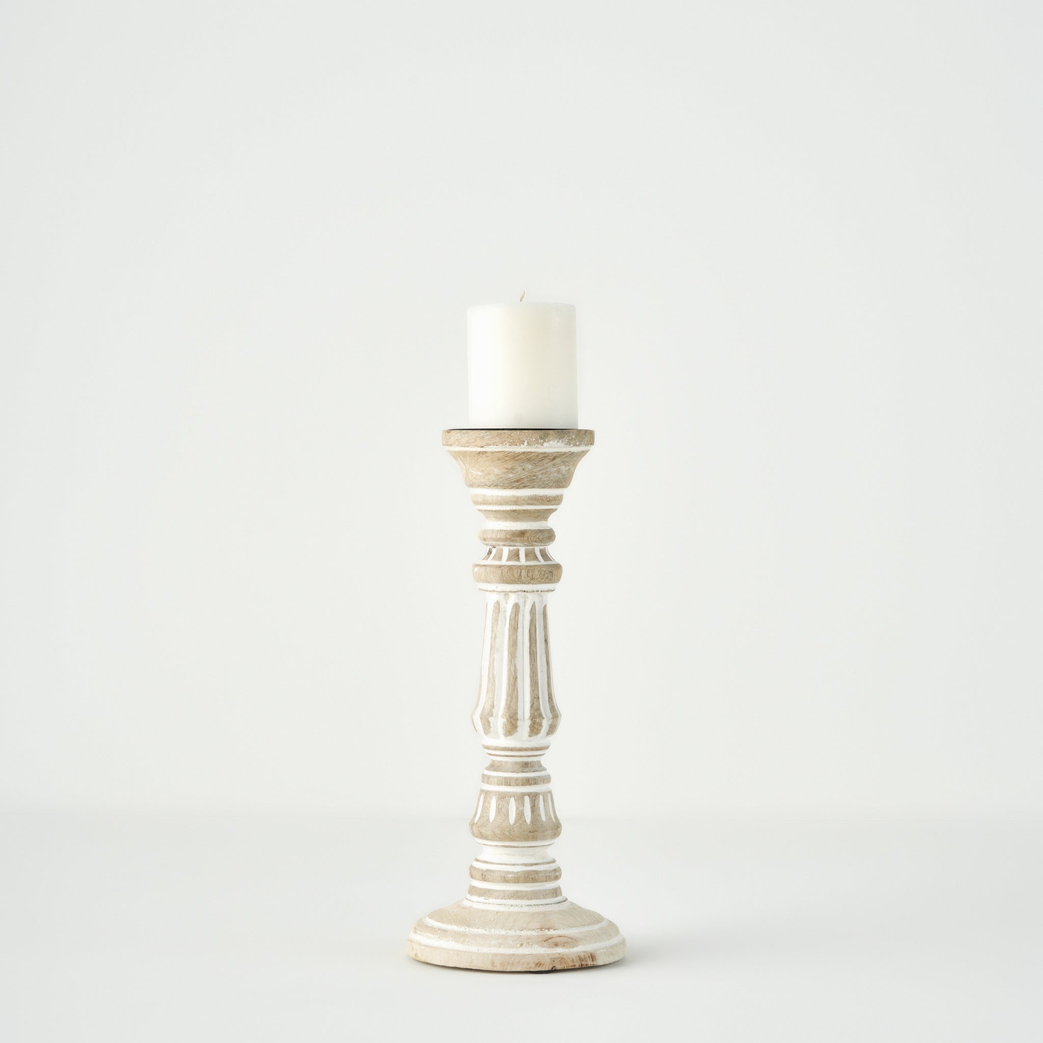 Esta Mango Wood Pillar Candle Holder