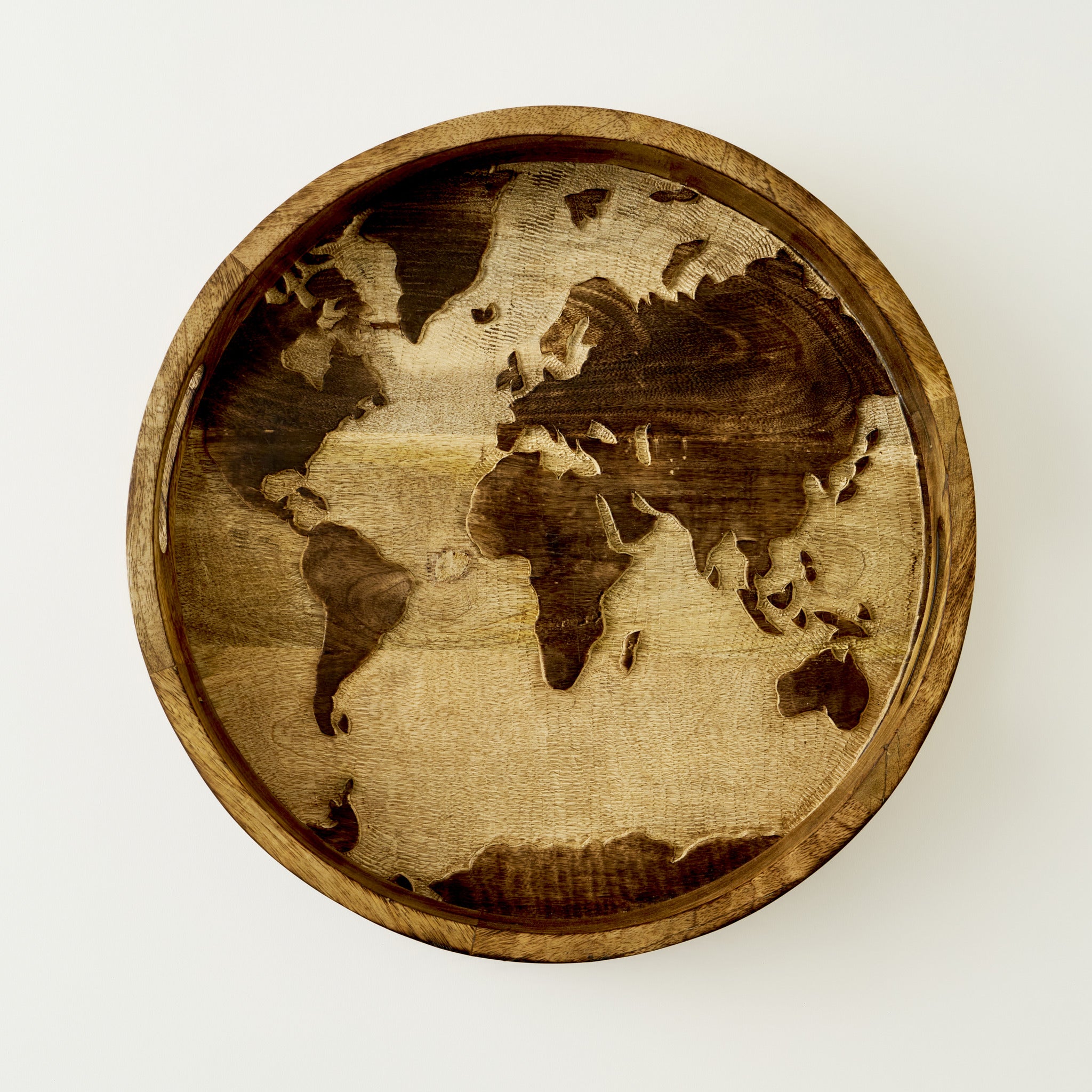 Tina Mango Wood World Map Decorative Tray