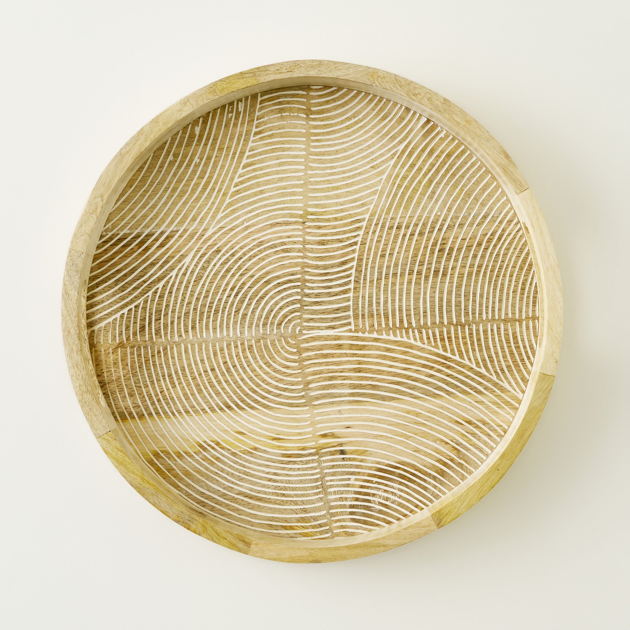 Luna Mango Wood Round Decorative Tray
