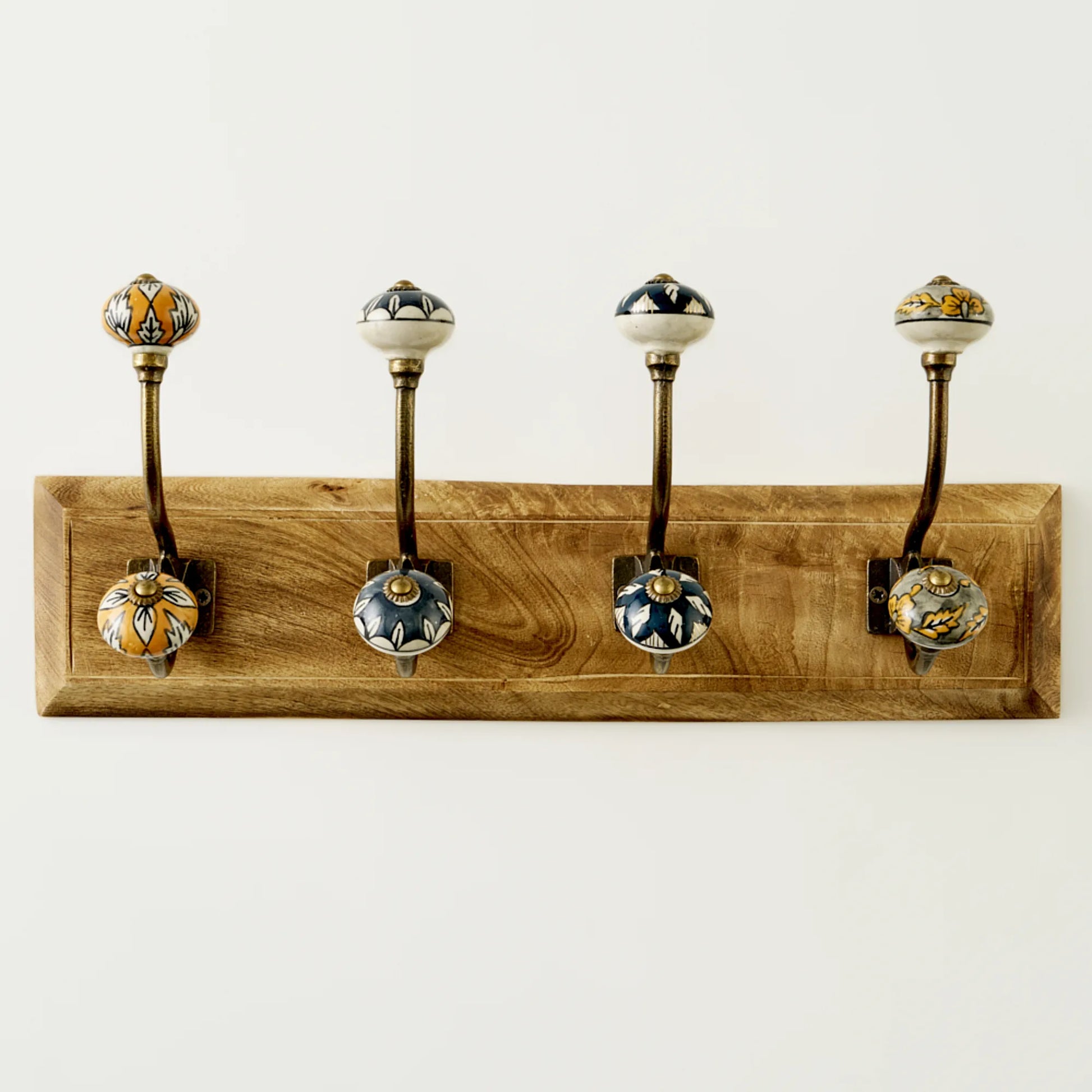 Burros Wall Hook with Hand Painted Ceramic Knob