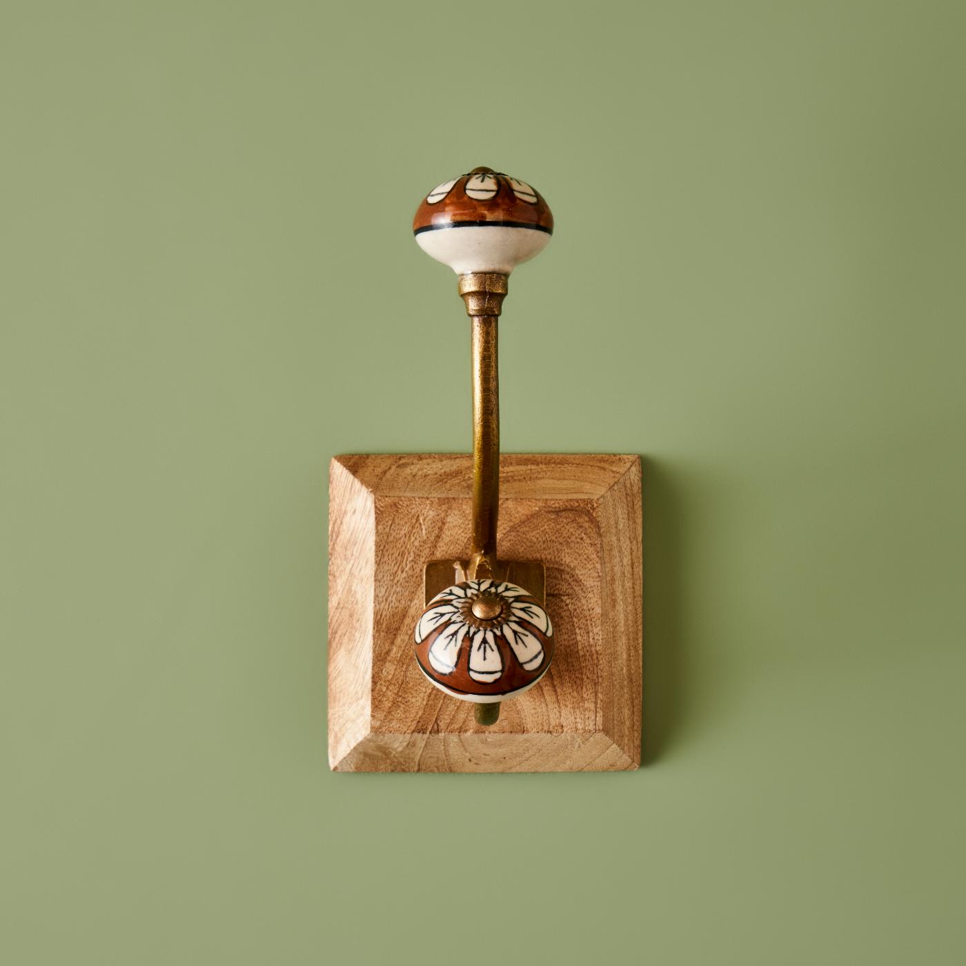 Liyan Mango Mango Hook with Hand Painted Ceramic Knob