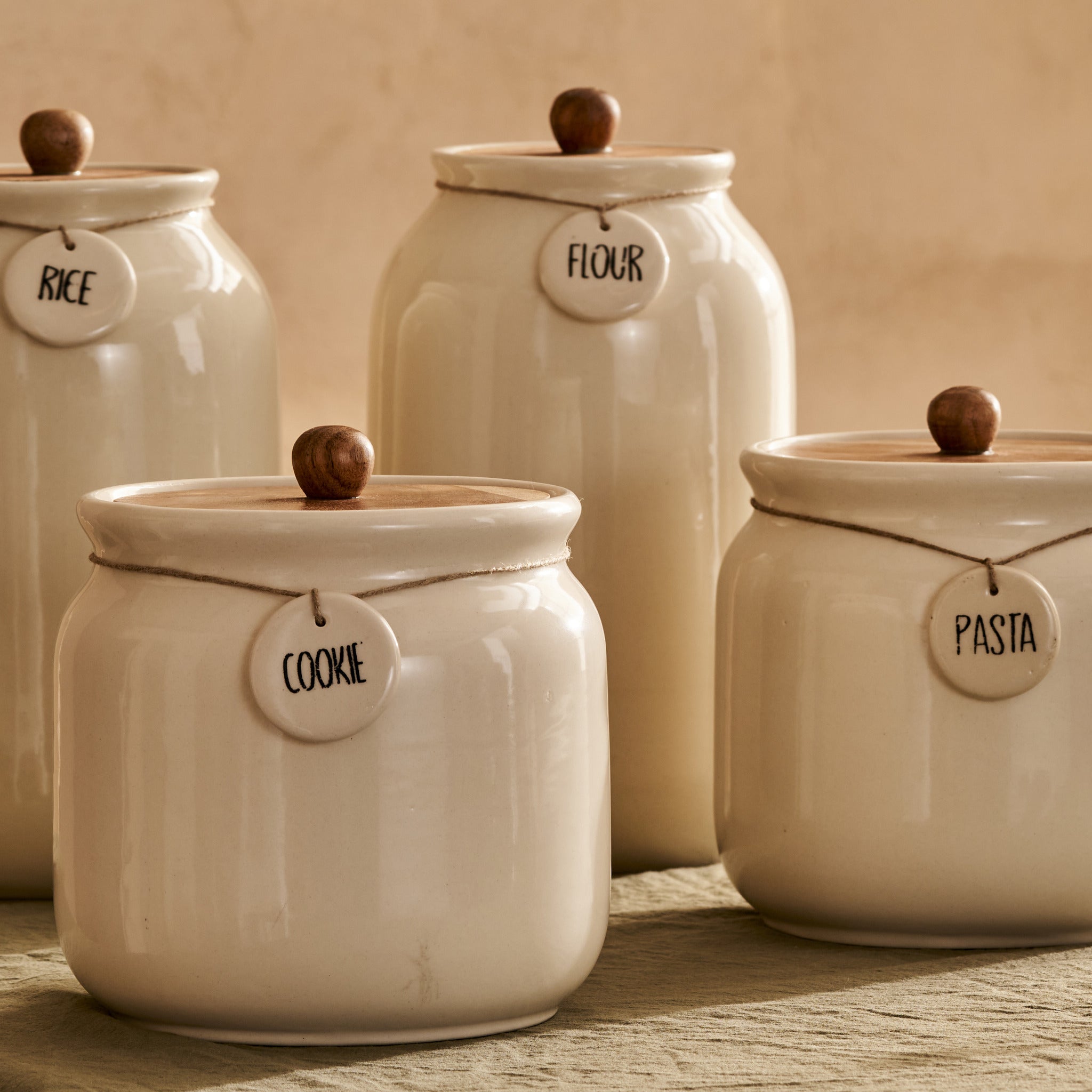 Ceramic Jar with Acacia Lid