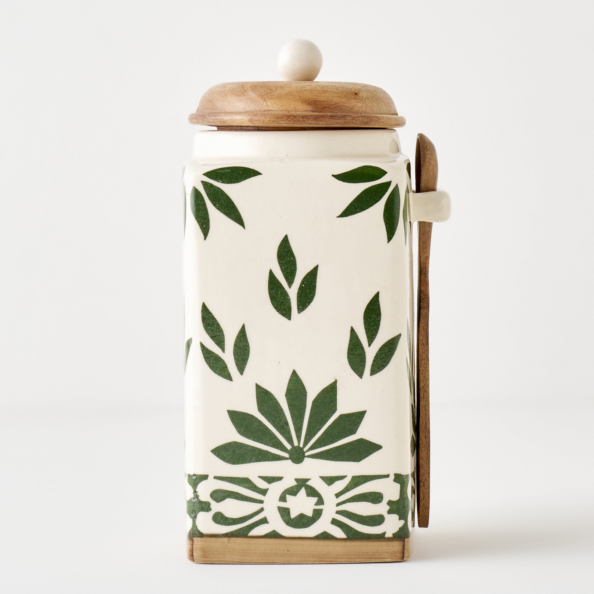 Molly Ceramic Storage Jar with Wooden Lid