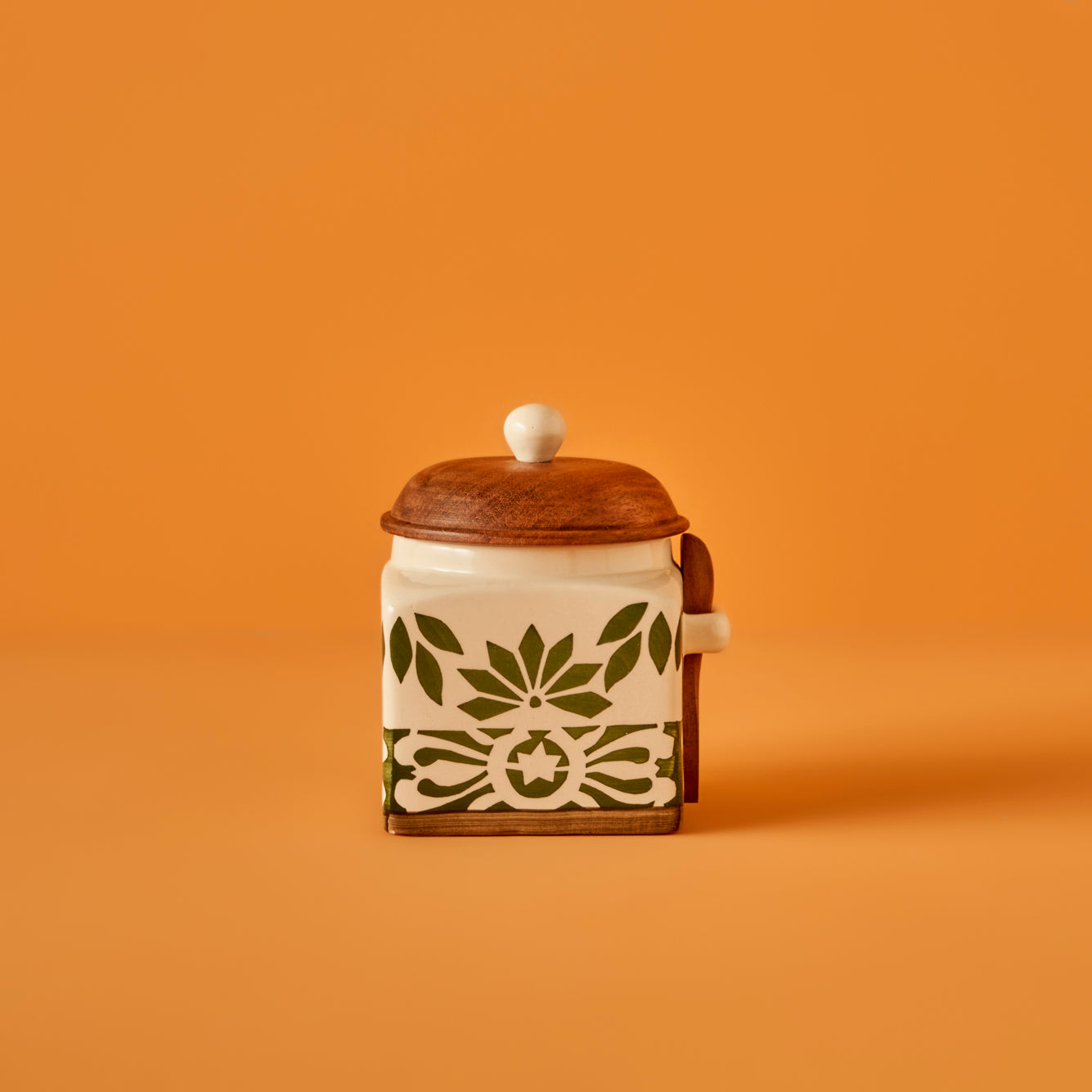 Molly Ceramic Storage Jar with Wooden Lid