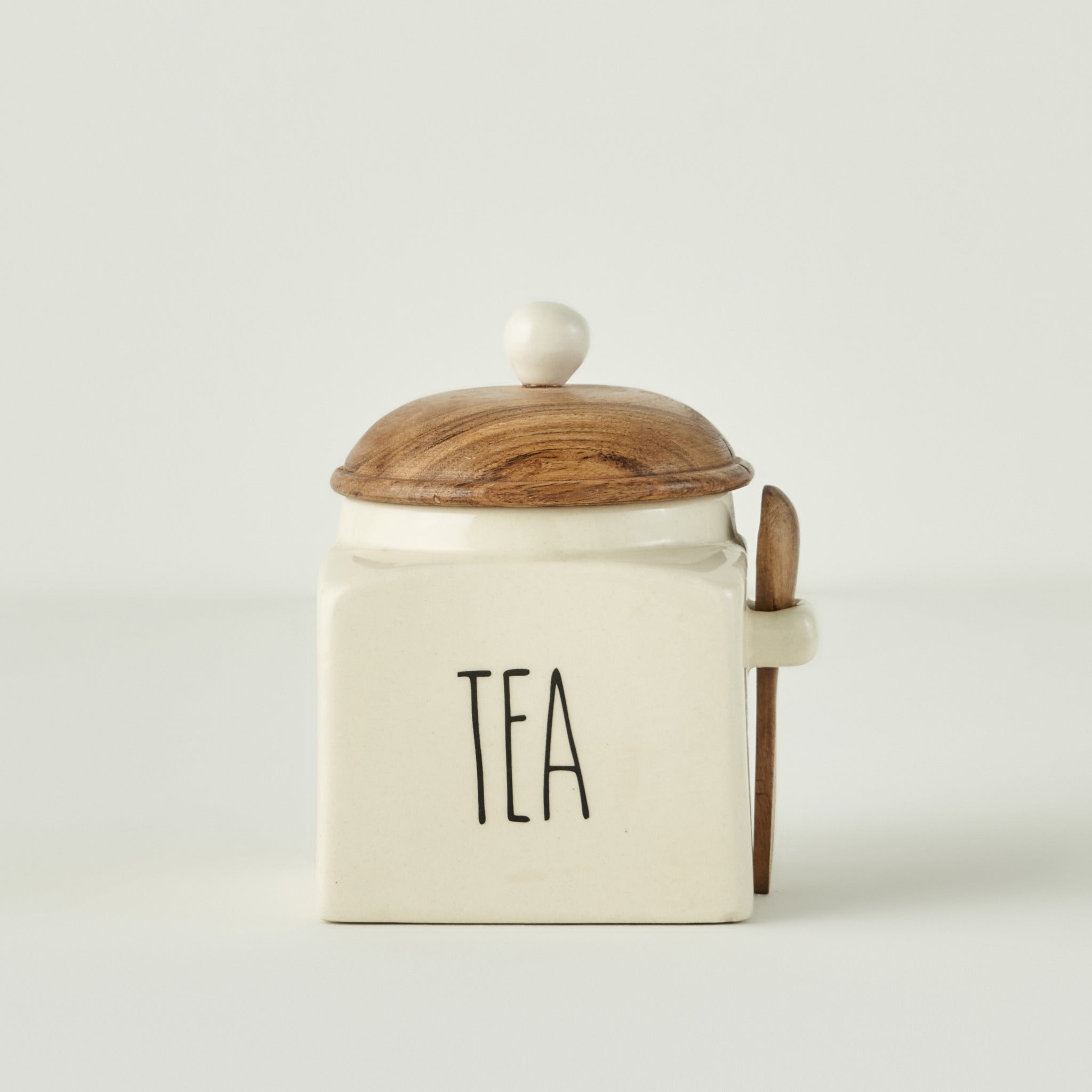 Brev Ceramic Jar with Acacia Lid & Spoon