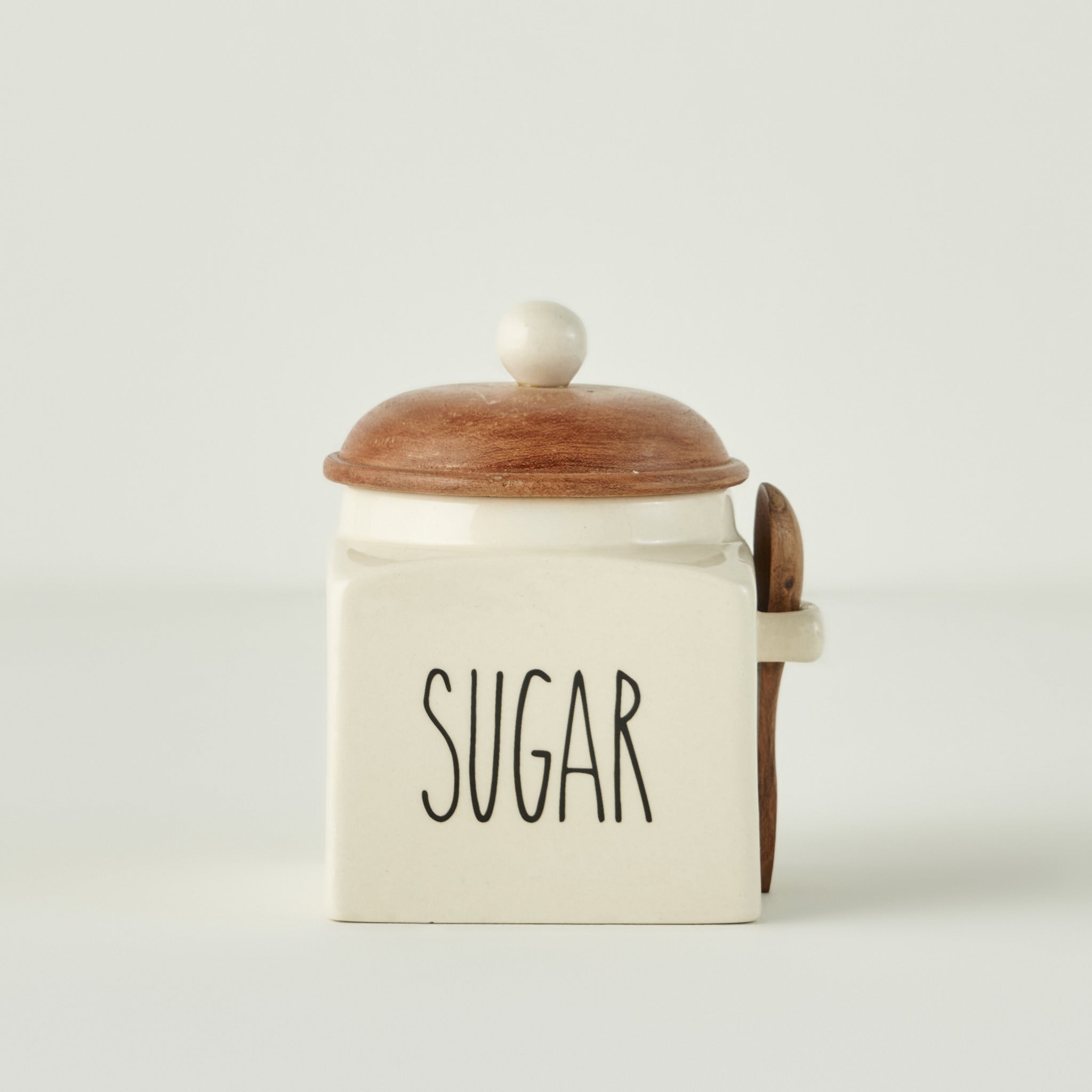 Brev Ceramic Jar with Acacia Lid & Spoon