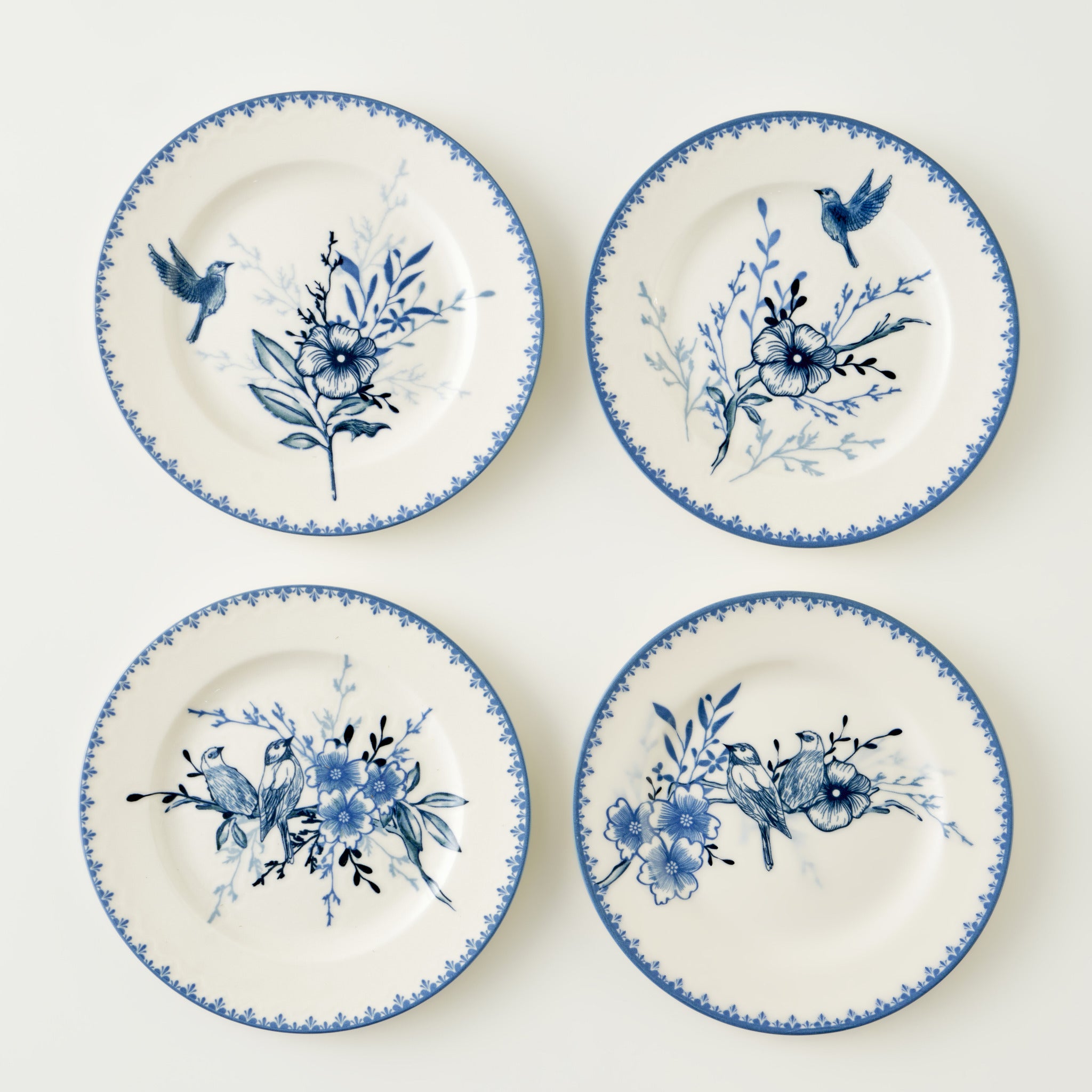 Bleu Blanc Porcelain Dessert Plate (Set of 4)