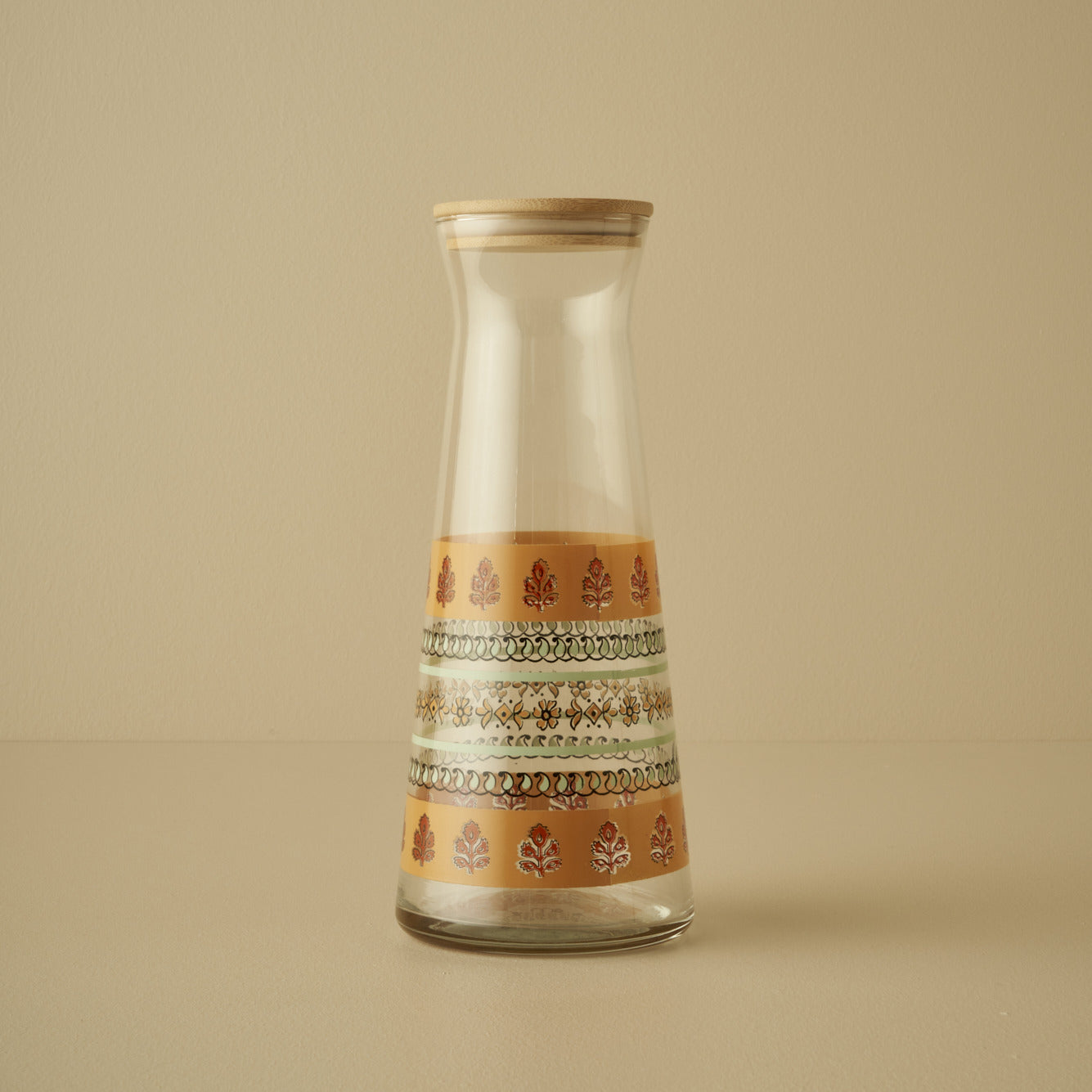 Indian Glass Carafe with Wooden Lid
