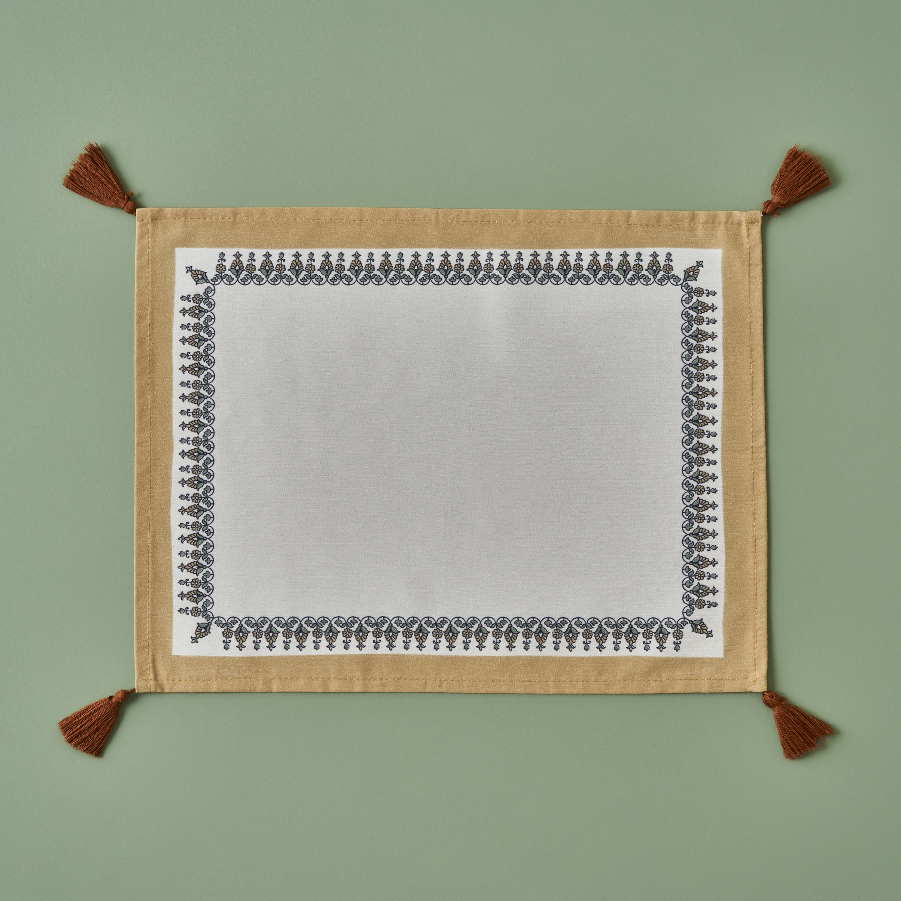 Indian Cotton Placemat with Corner Tassels