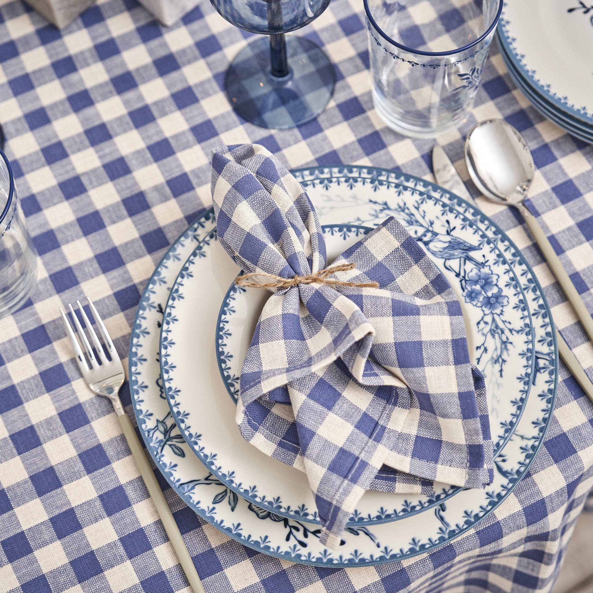 Bleu Blanc Gingham Cotton Napkin
