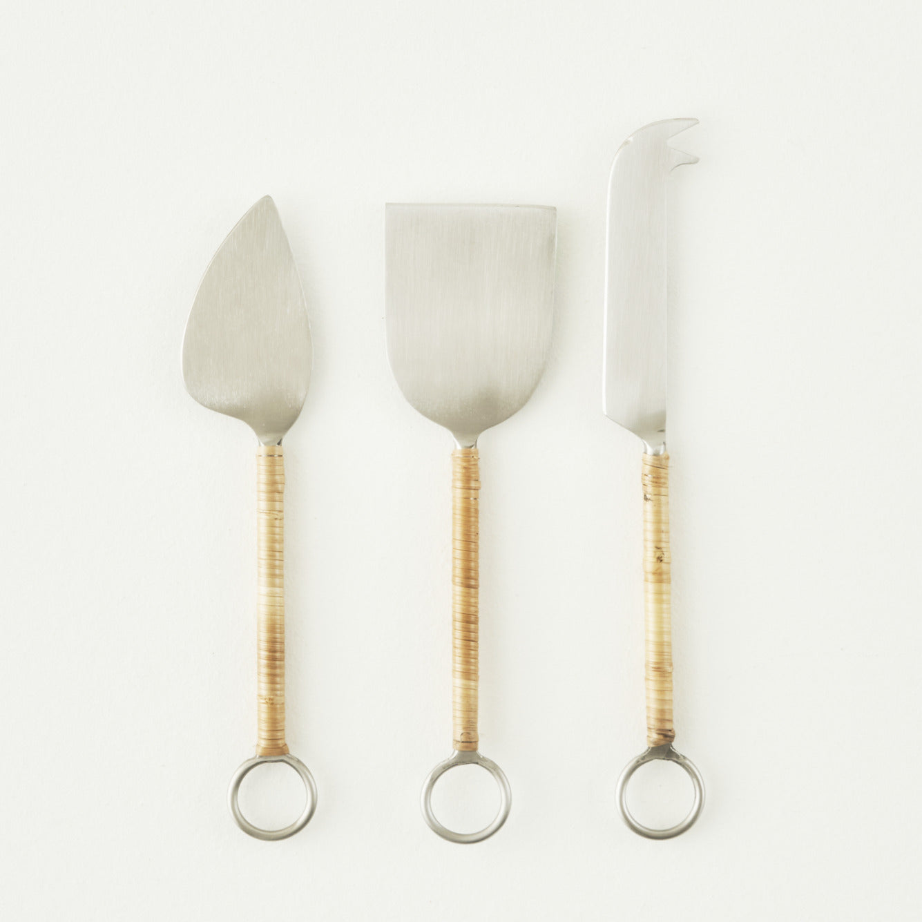 Plovd Cheese Knife Set with Rattan Handles (3 Piece)