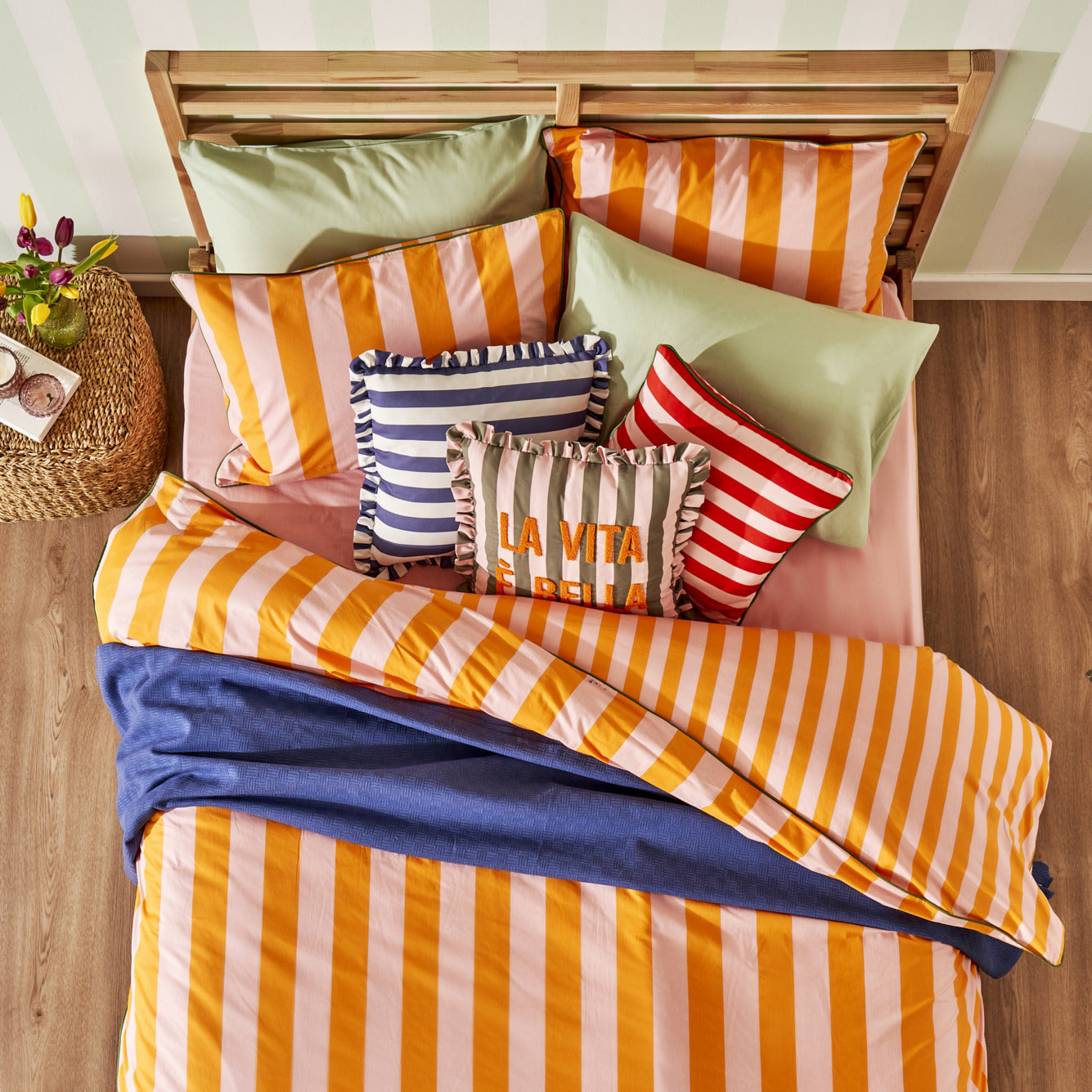 Line Striped Cotton Duvet Set
