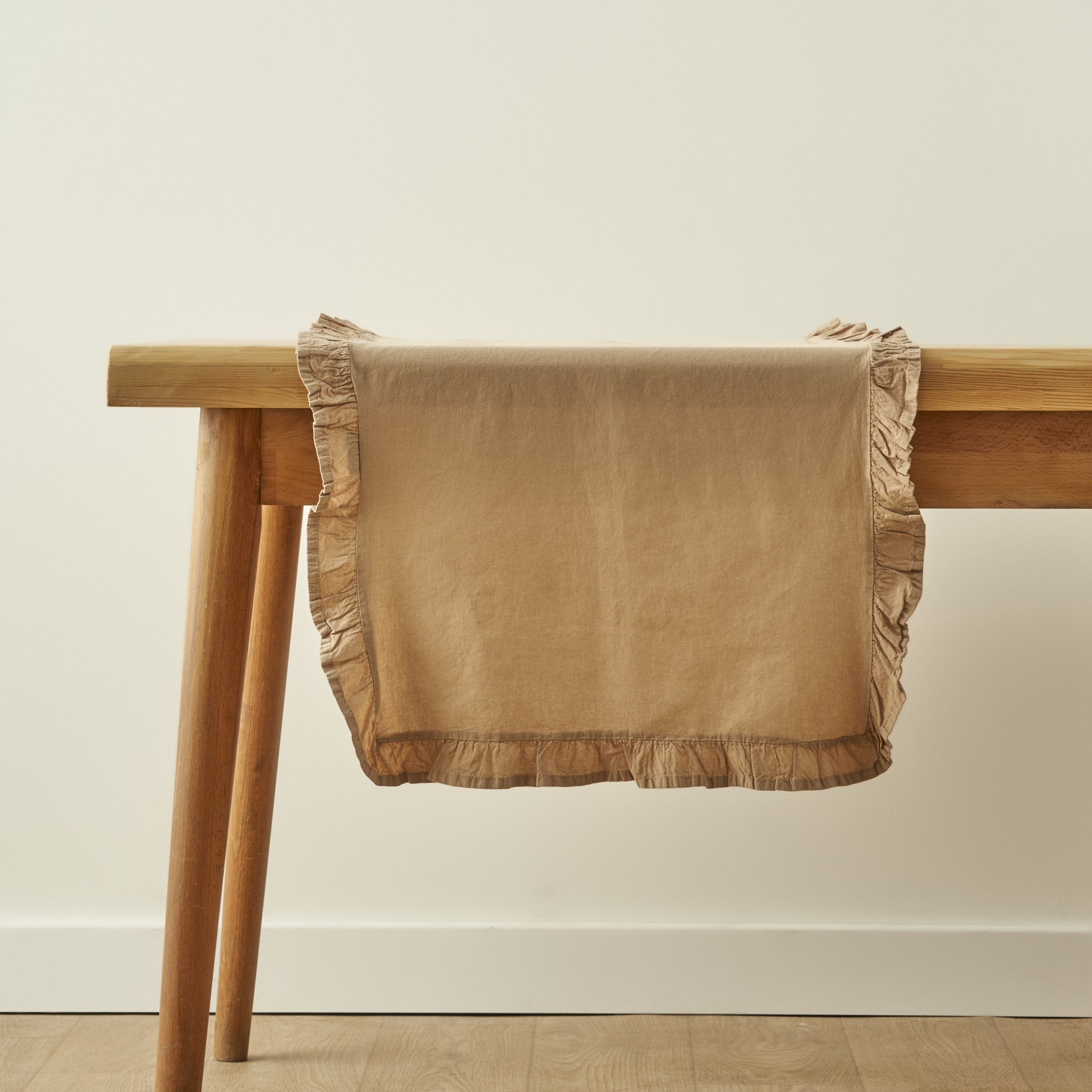 Elegance Ruffled Cotton Table Runner