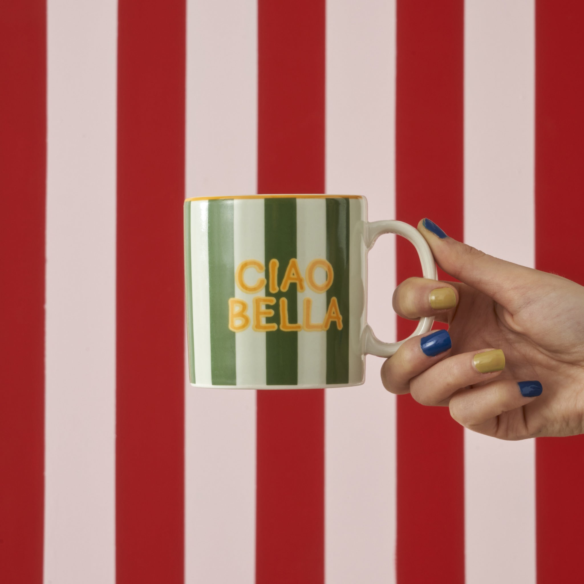 Line Striped Porcelain Mug