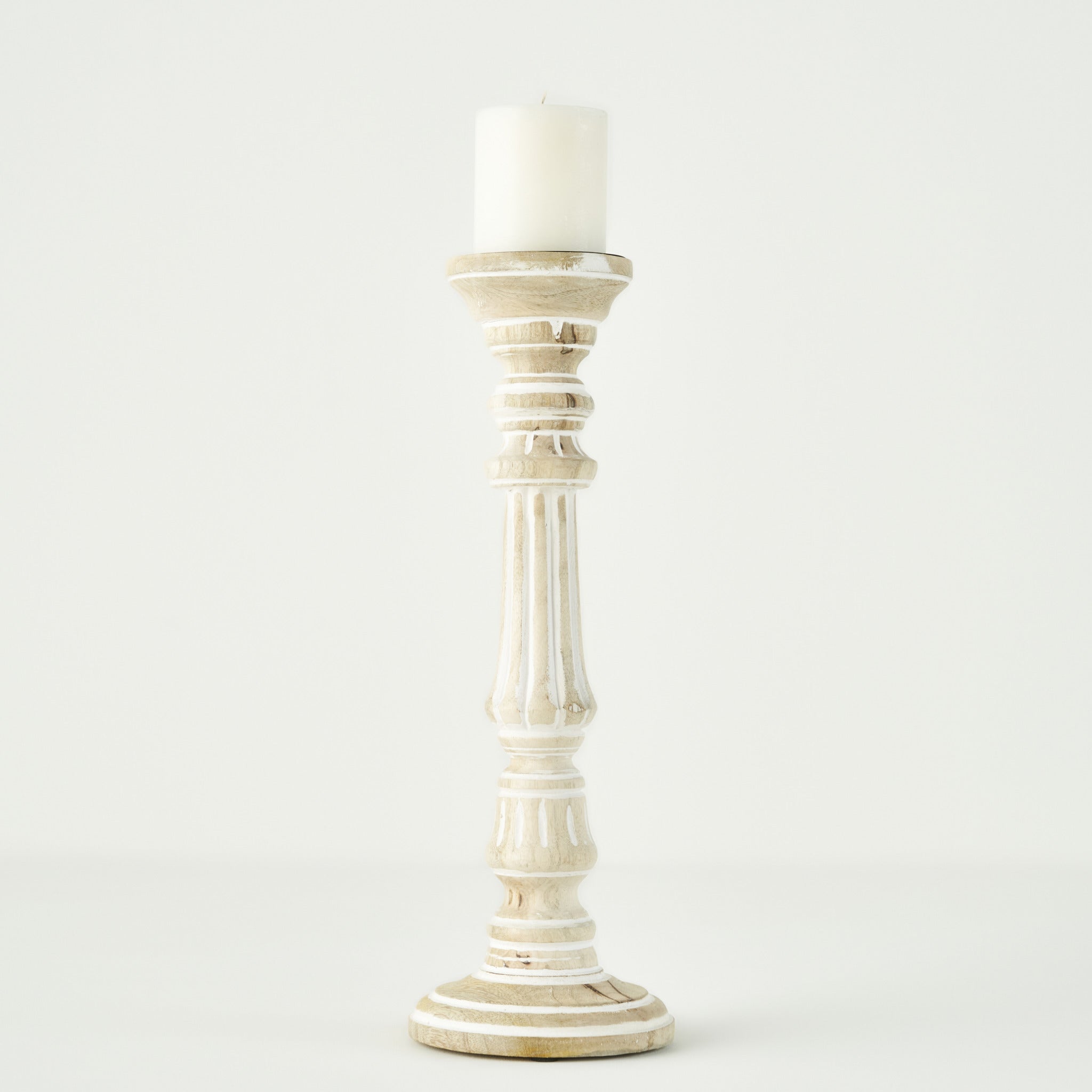 Esta Mango Wood Pillar Candle Holder