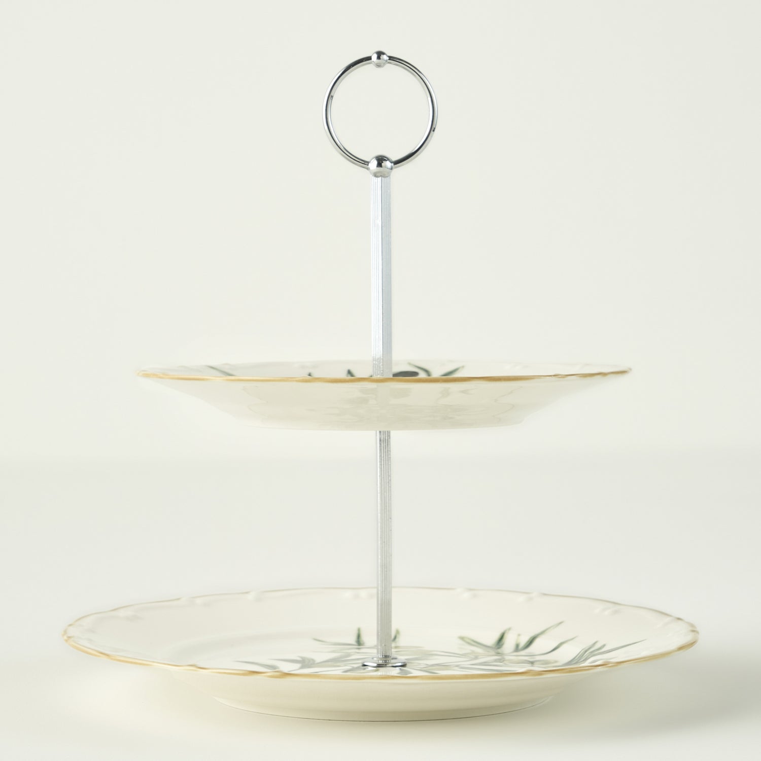 Olive Porcelain 2-Tier Serving Stand