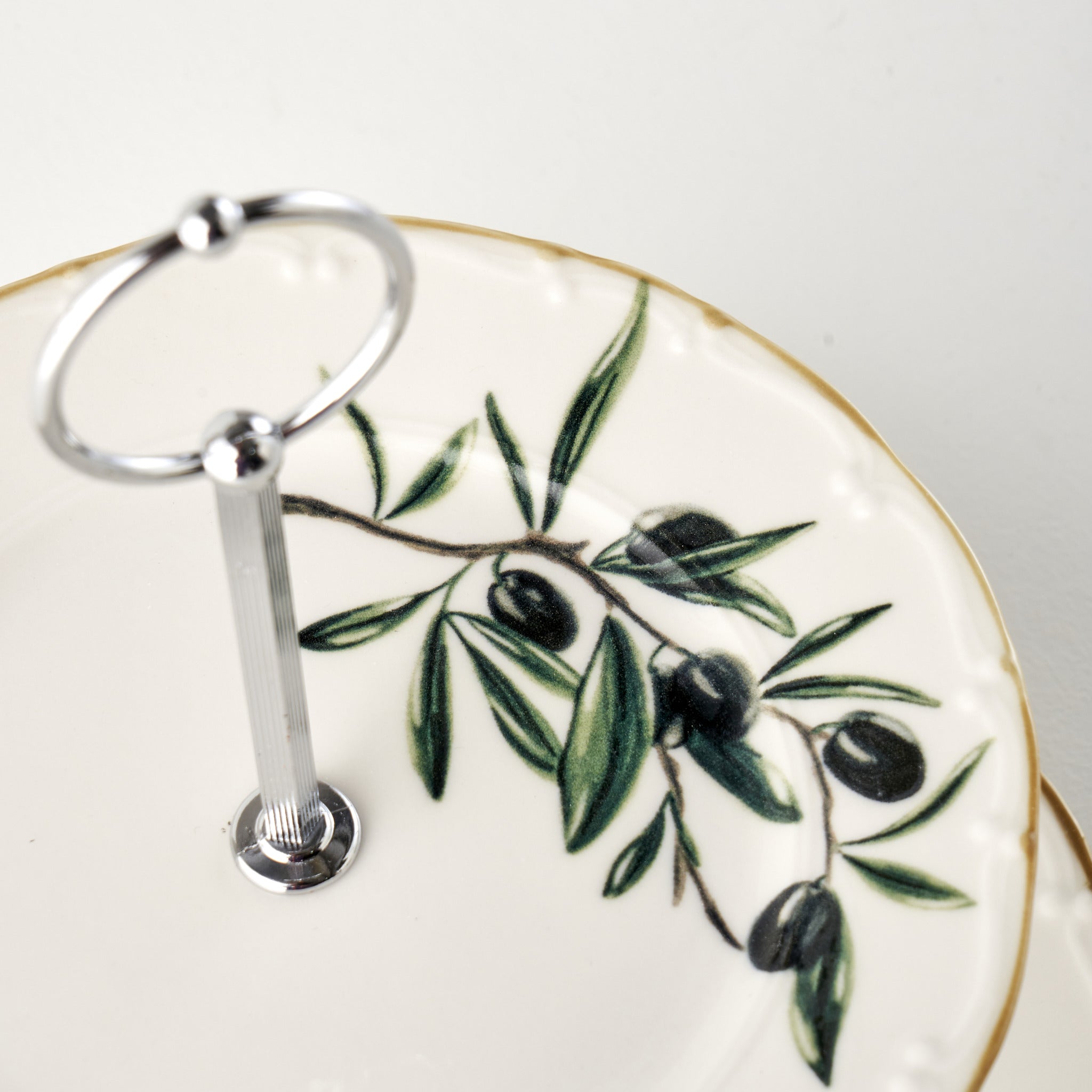 Olive Porcelain 2-Tier Serving Stand