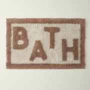 Cream Turkish Cotton Bath Mat with “Bath” Text